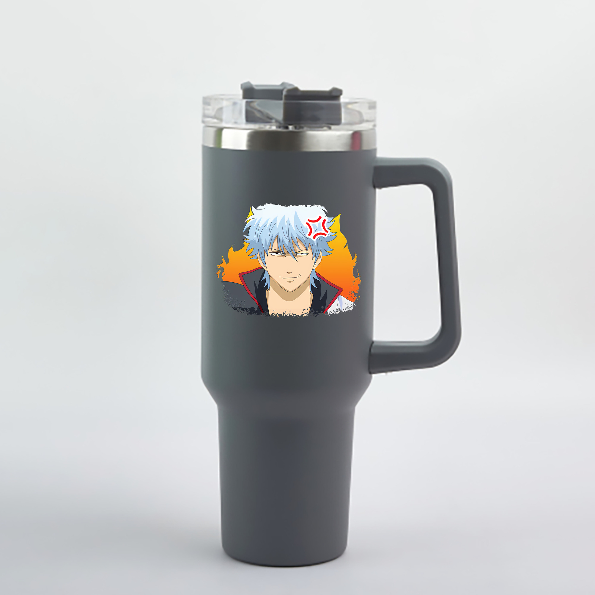 （画像用） ぎんたま 坂田銀時（さかたぎんとき） 神楽 志村新八（しむら しんぱち） GINTAMA Sakata Gintoki Kagura Shimura Shinpachi 1200mL車用タンブラー - クリスタルステッカー（プラスチックストロー付き）