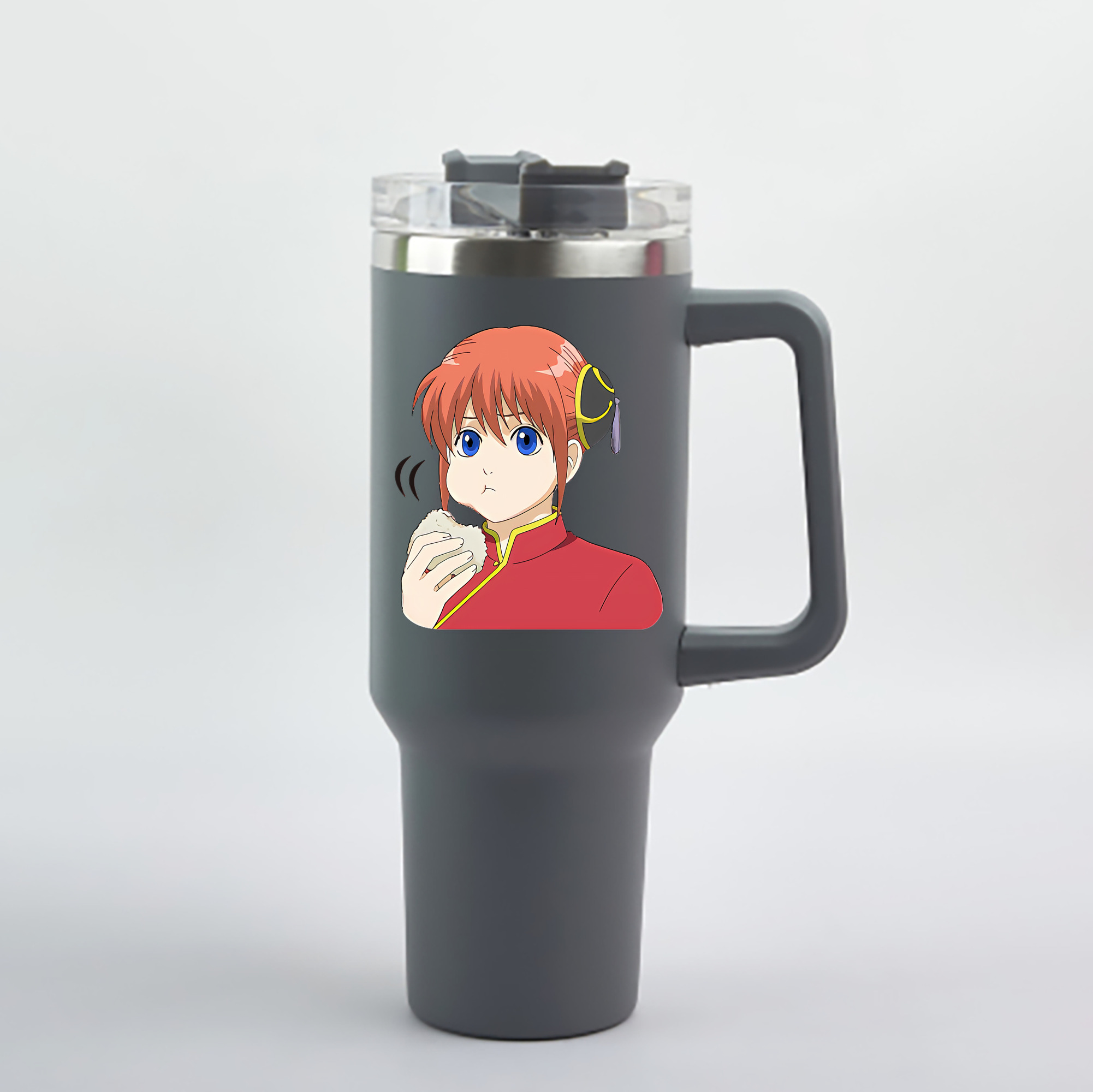 （画像用） ぎんたま 坂田銀時（さかたぎんとき） 神楽 志村新八（しむら しんぱち） GINTAMA Sakata Gintoki Kagura Shimura Shinpachi 1200mL車用タンブラー - クリスタルステッカー（プラスチックストロー付き）