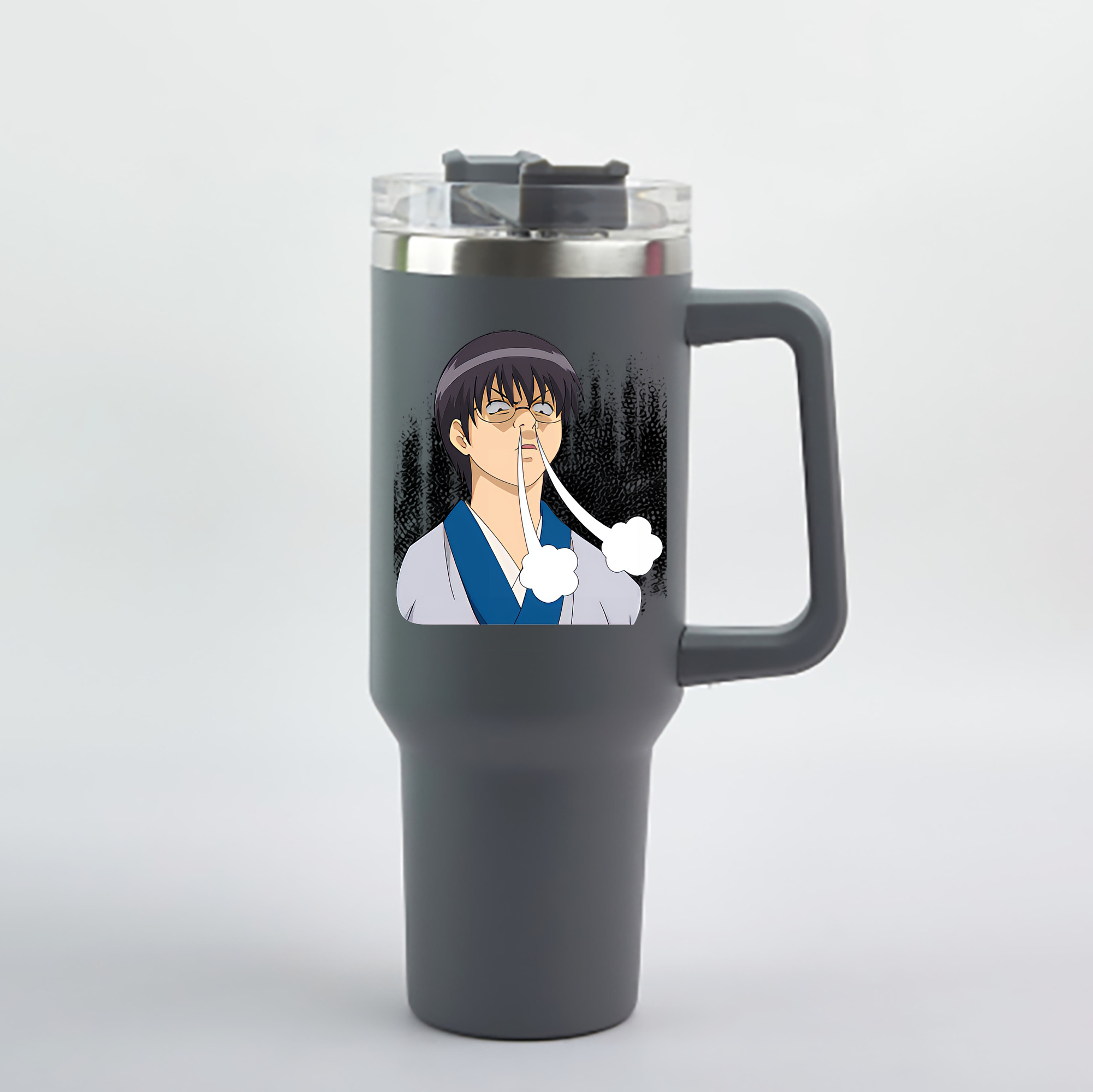 （画像用） ぎんたま 坂田銀時（さかたぎんとき） 神楽 志村新八（しむら しんぱち） GINTAMA Sakata Gintoki Kagura Shimura Shinpachi 1200mL車用タンブラー - クリスタルステッカー（プラスチックストロー付き）