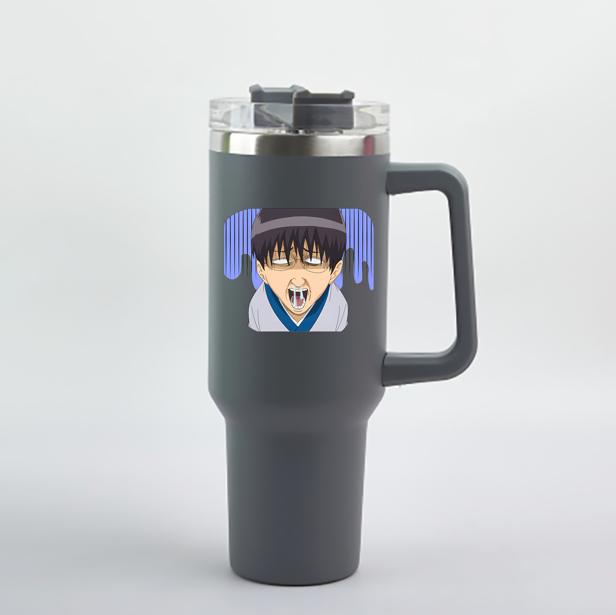 （画像用） ぎんたま 坂田銀時（さかたぎんとき） 神楽 志村新八（しむら しんぱち） GINTAMA Sakata Gintoki Kagura Shimura Shinpachi 1200mL車用タンブラー - クリスタルステッカー（プラスチックストロー付き）