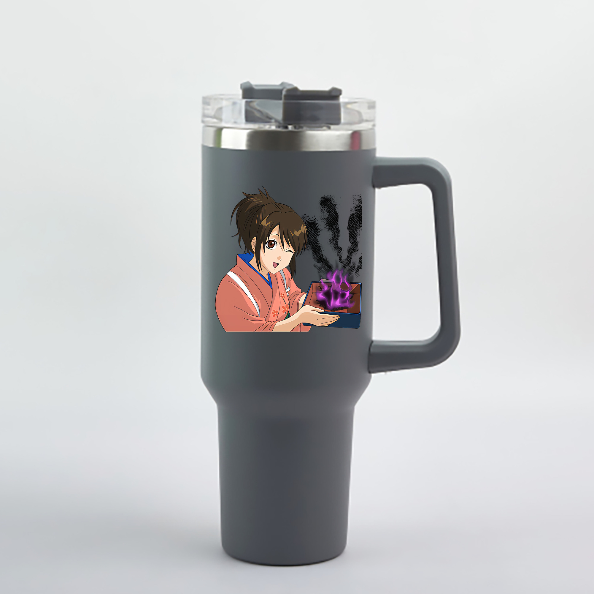 （画像用） ぎんたま 坂田銀時（さかたぎんとき） 神楽 志村新八（しむら しんぱち） GINTAMA Sakata Gintoki Kagura Shimura Shinpachi 1200mL車用タンブラー - クリスタルステッカー（プラスチックストロー付き）