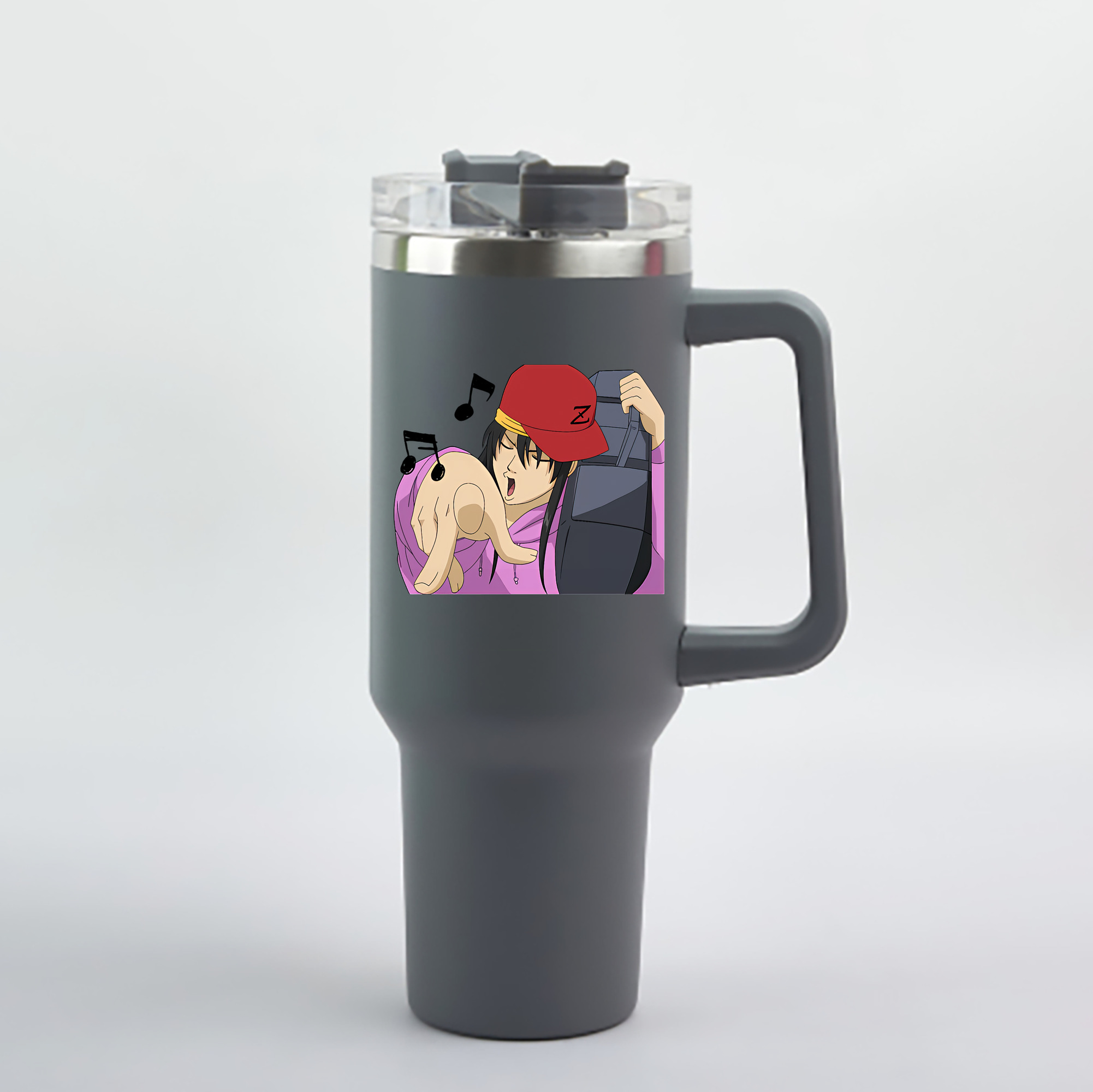 （画像用） ぎんたま 坂田銀時（さかたぎんとき） 神楽 志村新八（しむら しんぱち） GINTAMA Sakata Gintoki Kagura Shimura Shinpachi 1200mL車用タンブラー - クリスタルステッカー（プラスチックストロー付き）