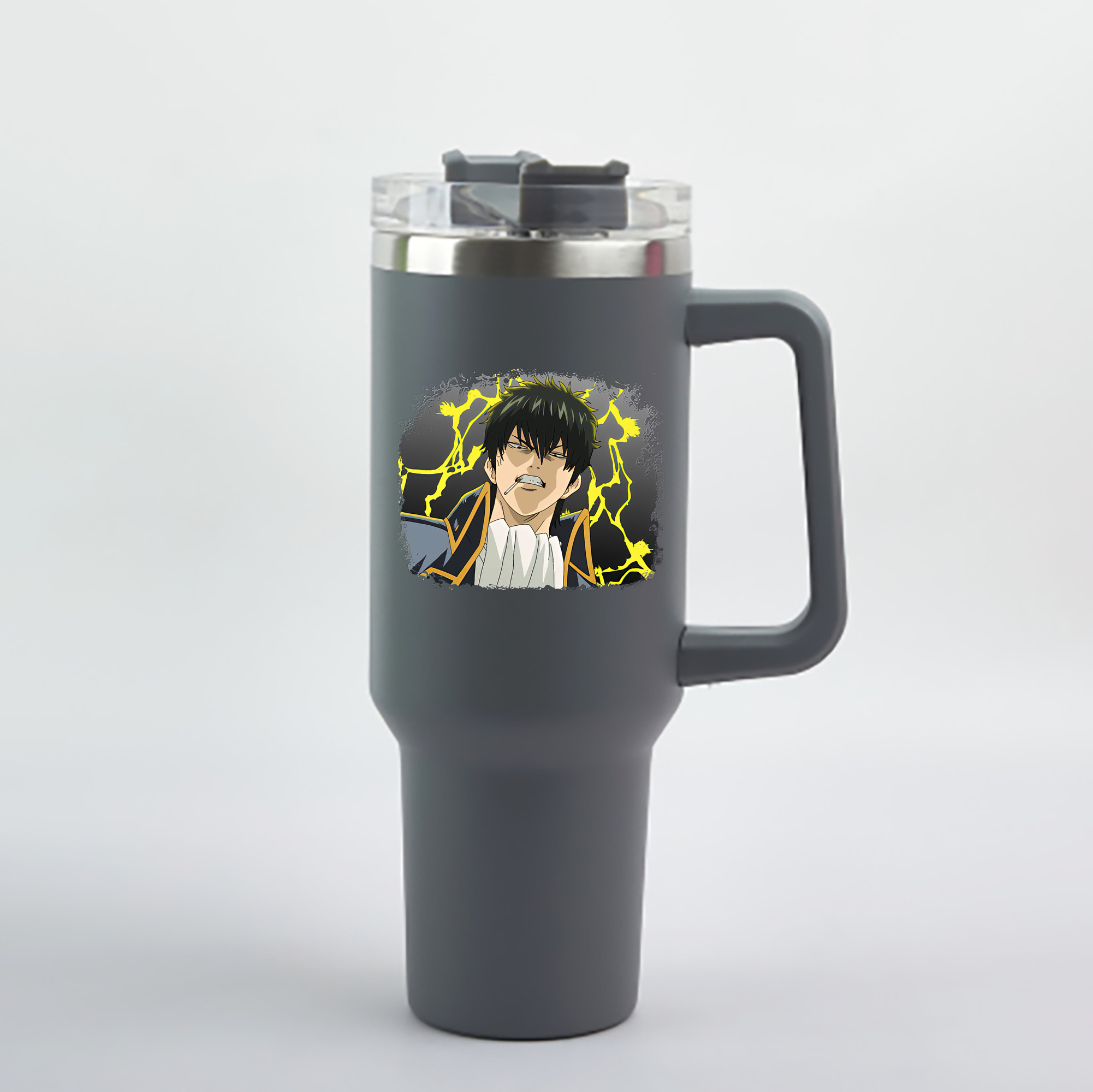 （画像用） ぎんたま 坂田銀時（さかたぎんとき） 神楽 志村新八（しむら しんぱち） GINTAMA Sakata Gintoki Kagura Shimura Shinpachi 1200mL車用タンブラー - クリスタルステッカー（プラスチックストロー付き）