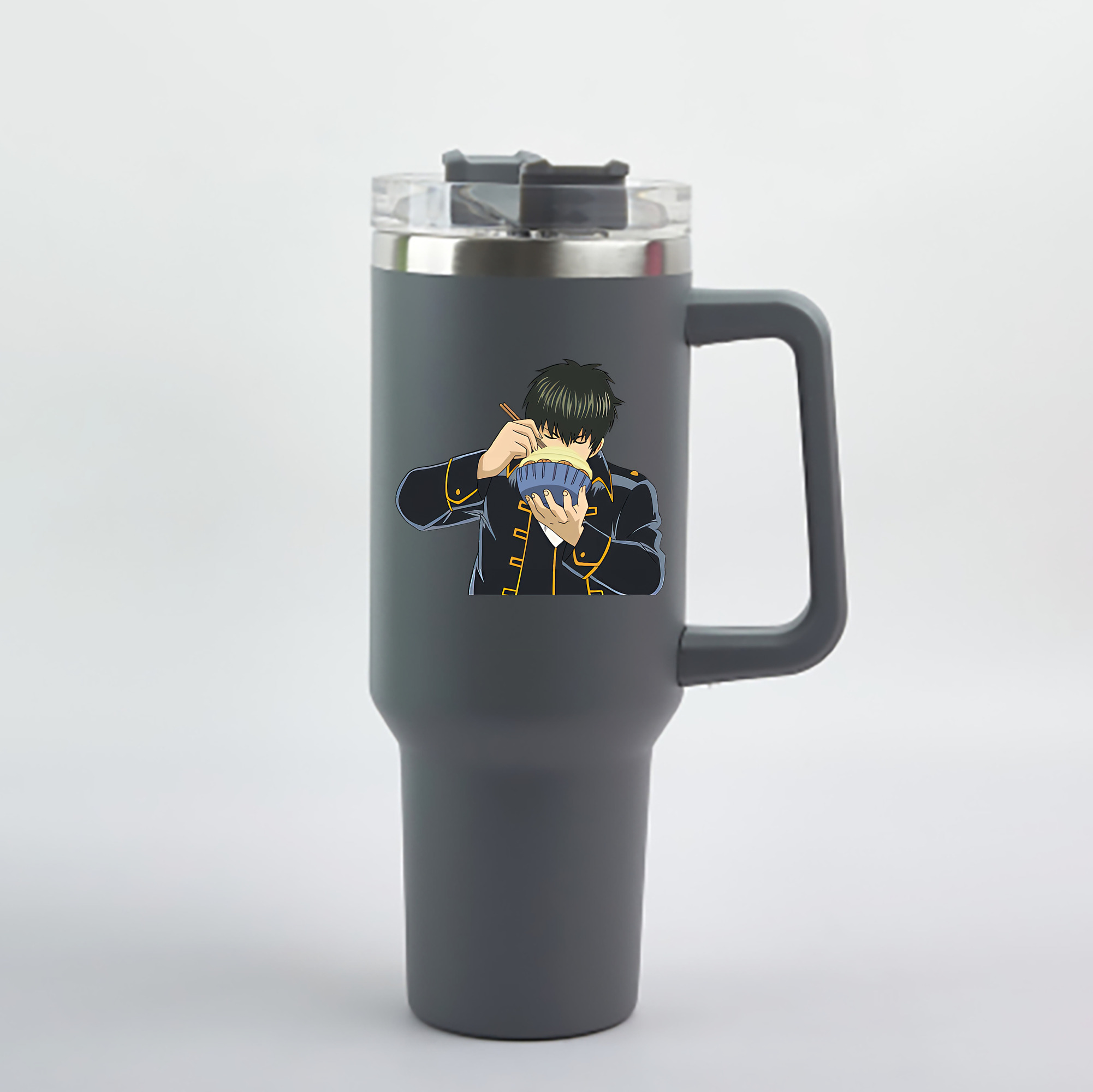 （画像用） ぎんたま 坂田銀時（さかたぎんとき） 神楽 志村新八（しむら しんぱち） GINTAMA Sakata Gintoki Kagura Shimura Shinpachi 1200mL車用タンブラー - クリスタルステッカー（プラスチックストロー付き）