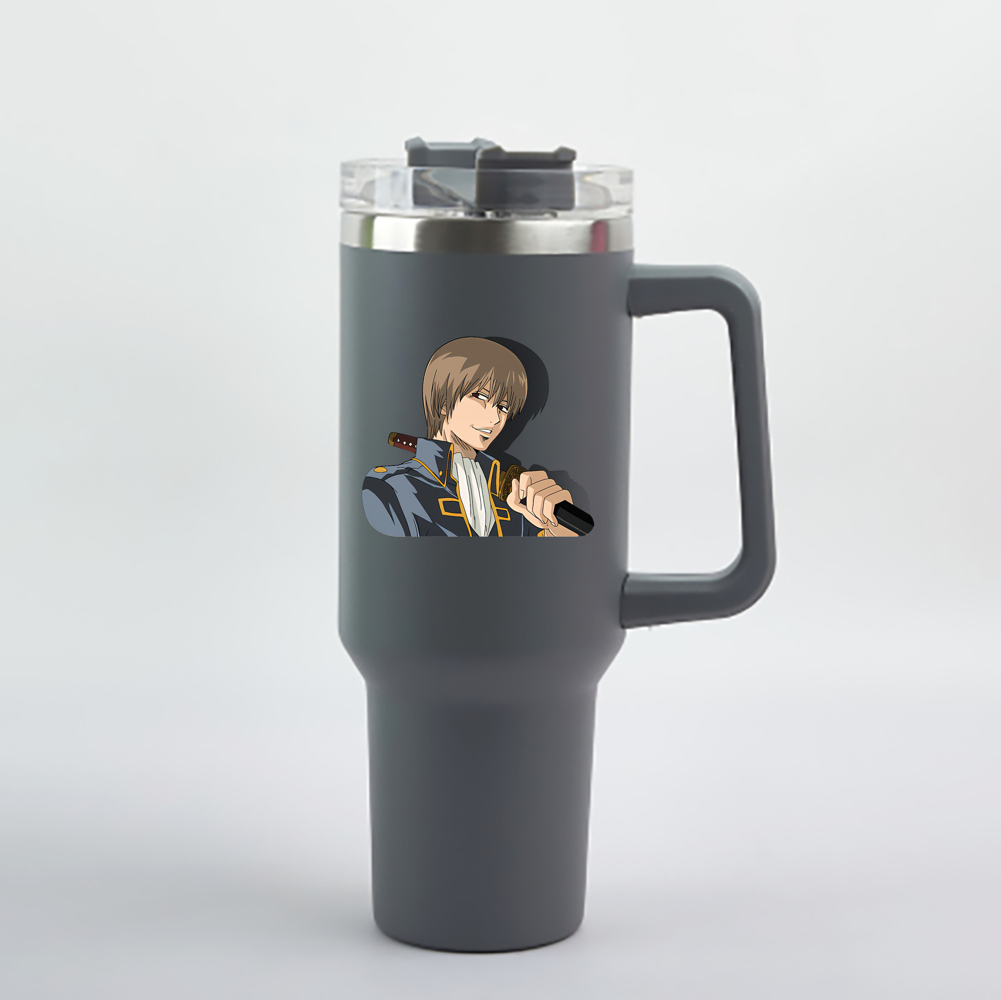 （画像用） ぎんたま 坂田銀時（さかたぎんとき） 神楽 志村新八（しむら しんぱち） GINTAMA Sakata Gintoki Kagura Shimura Shinpachi 1200mL車用タンブラー - クリスタルステッカー（プラスチックストロー付き）