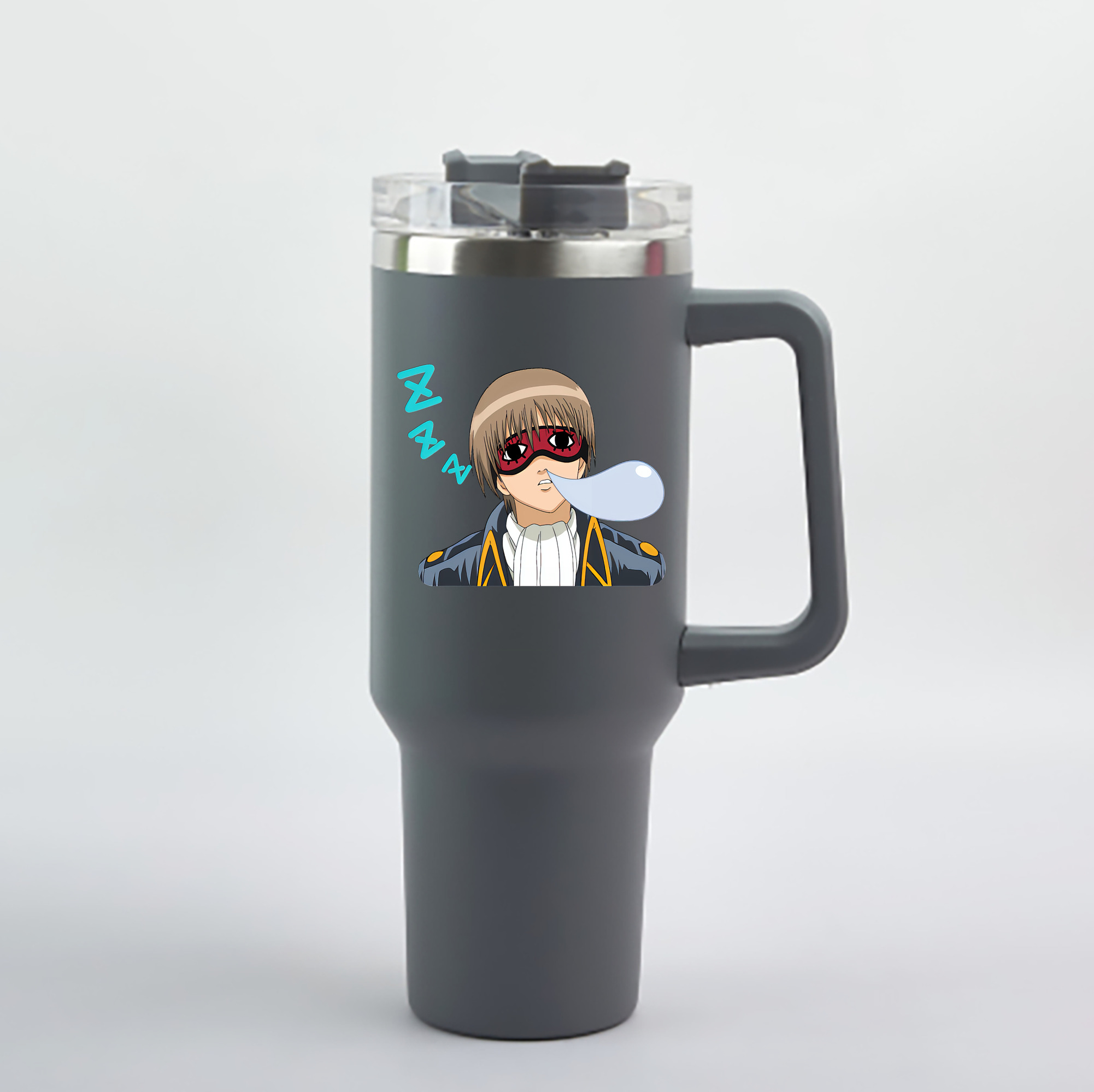 （画像用） ぎんたま 坂田銀時（さかたぎんとき） 神楽 志村新八（しむら しんぱち） GINTAMA Sakata Gintoki Kagura Shimura Shinpachi 1200mL車用タンブラー - クリスタルステッカー（プラスチックストロー付き）