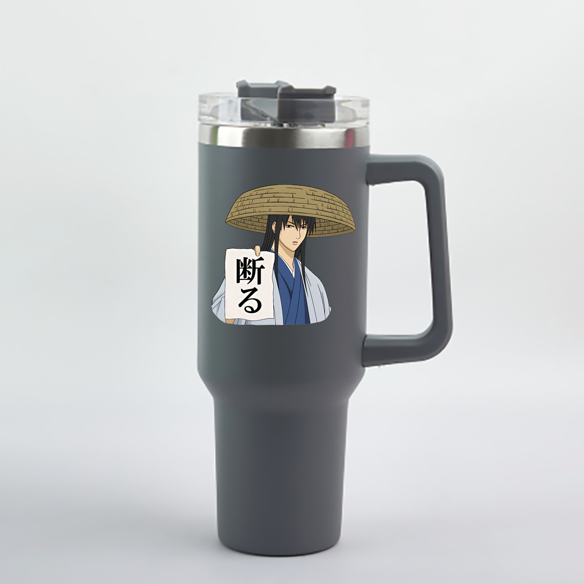 （画像用） ぎんたま 坂田銀時（さかたぎんとき） 神楽 志村新八（しむら しんぱち） GINTAMA Sakata Gintoki Kagura Shimura Shinpachi 1200mL車用タンブラー - クリスタルステッカー（プラスチックストロー付き）