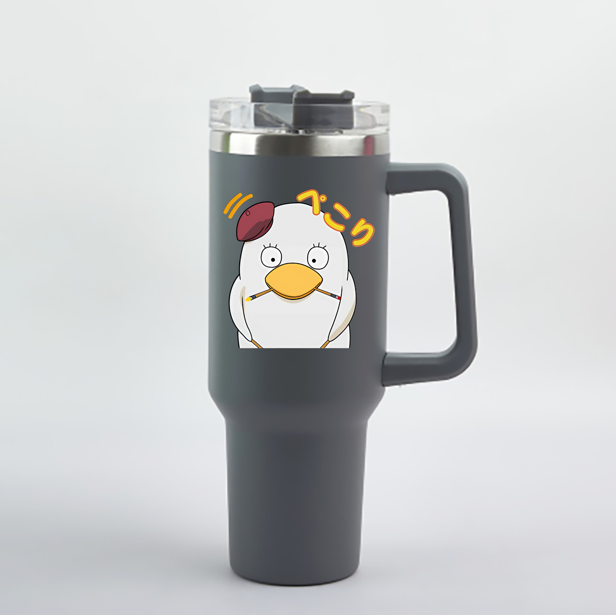（画像用） ぎんたま 坂田銀時（さかたぎんとき） 神楽 志村新八（しむら しんぱち） GINTAMA Sakata Gintoki Kagura Shimura Shinpachi 1200mL車用タンブラー - クリスタルステッカー（プラスチックストロー付き）