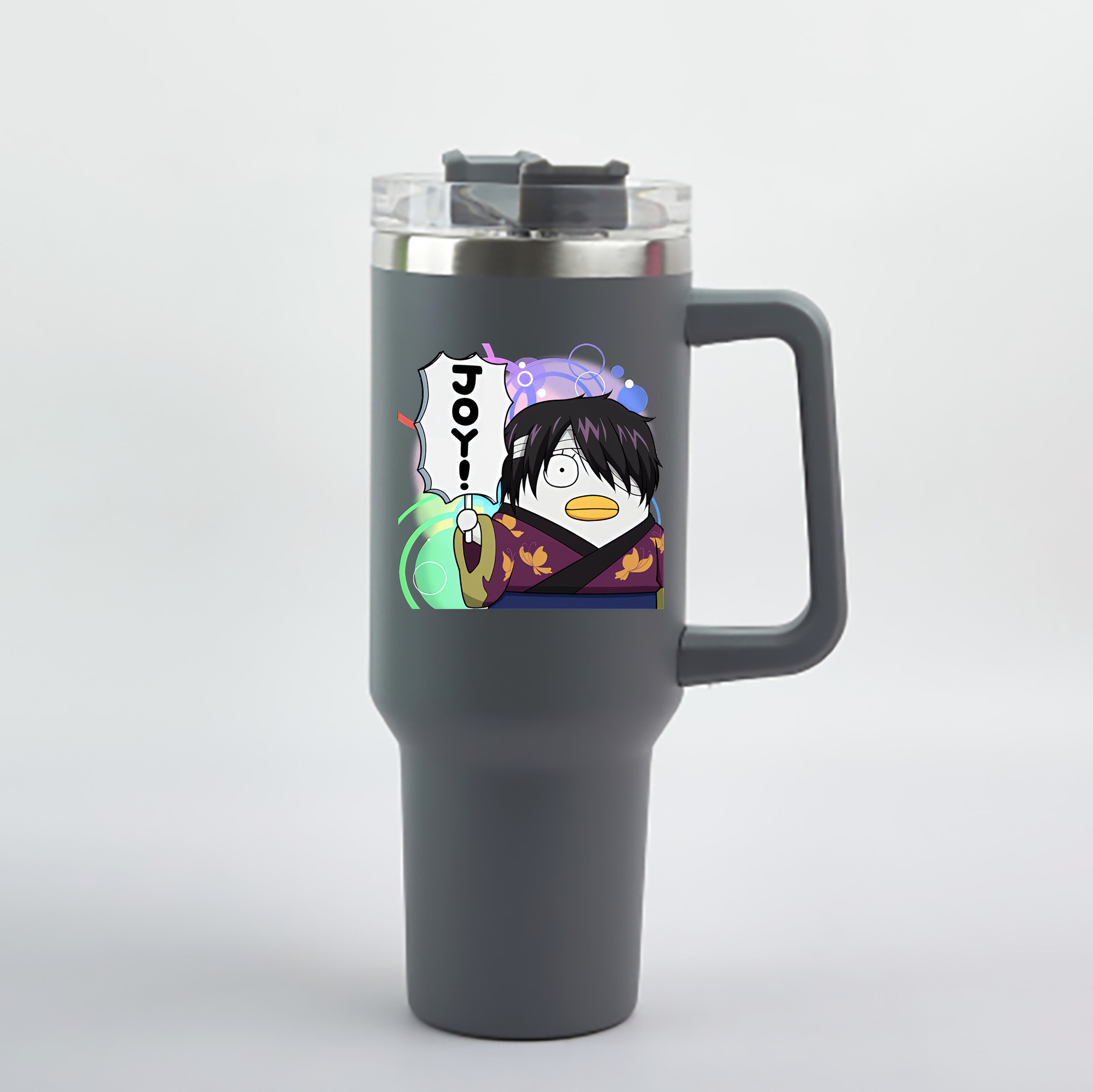 （画像用） ぎんたま 坂田銀時（さかたぎんとき） 神楽 志村新八（しむら しんぱち） GINTAMA Sakata Gintoki Kagura Shimura Shinpachi 1200mL車用タンブラー - クリスタルステッカー（プラスチックストロー付き）