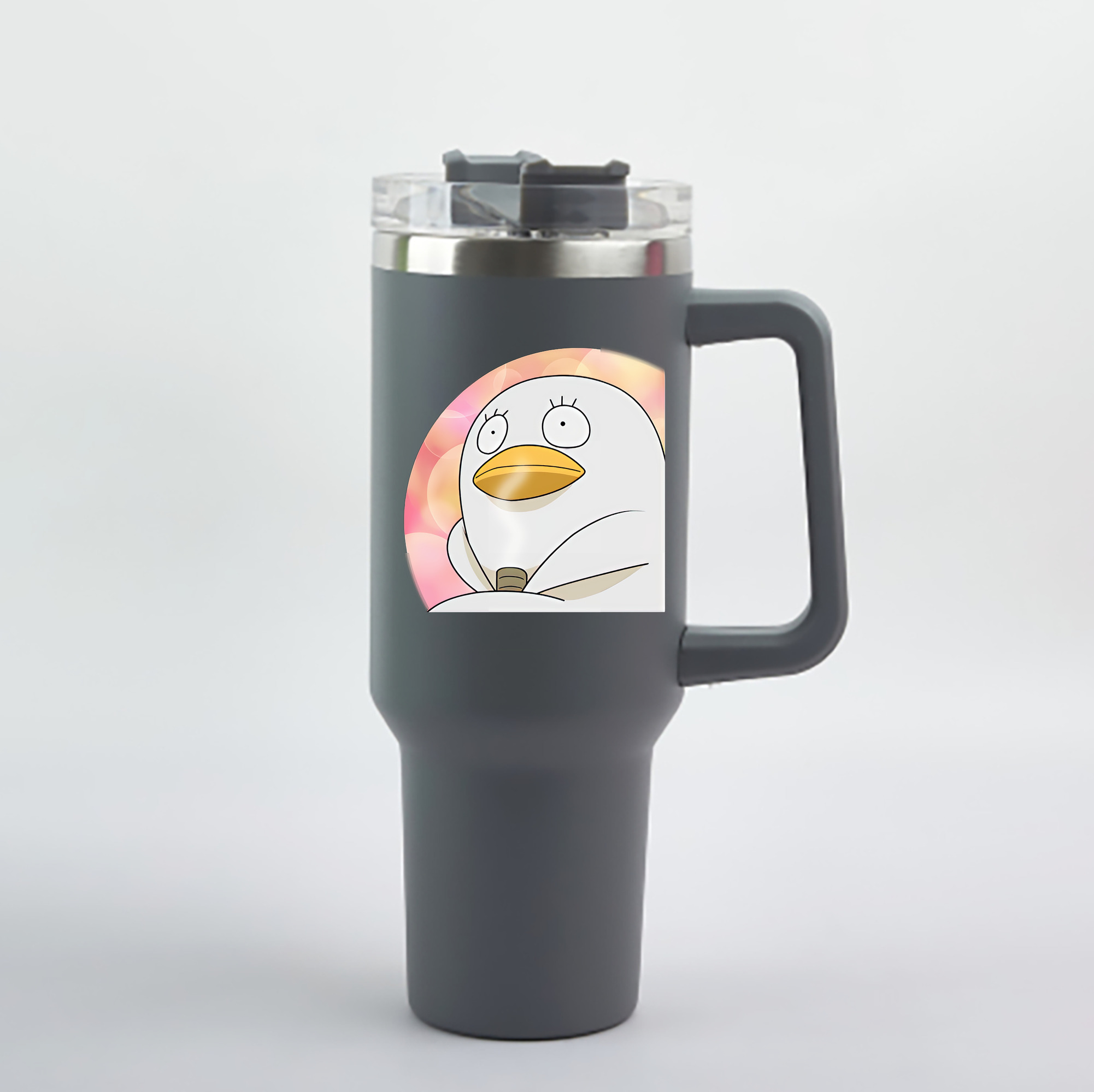 （画像用） ぎんたま 坂田銀時（さかたぎんとき） 神楽 志村新八（しむら しんぱち） GINTAMA Sakata Gintoki Kagura Shimura Shinpachi 1200mL車用タンブラー - クリスタルステッカー（プラスチックストロー付き）