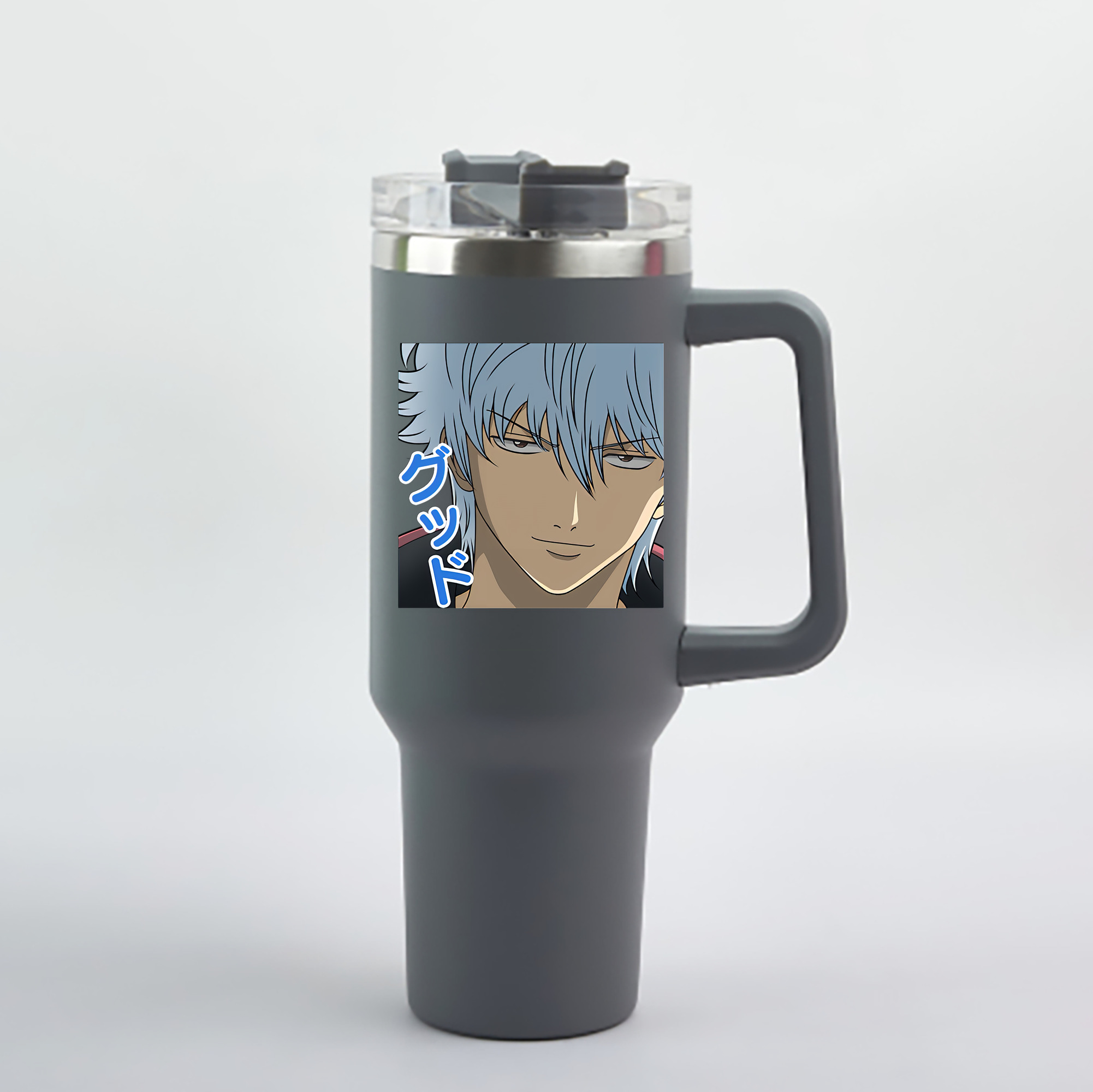 （画像用） ぎんたま 坂田銀時（さかたぎんとき） 神楽 志村新八（しむら しんぱち） GINTAMA Sakata Gintoki Kagura Shimura Shinpachi 1200mL車用タンブラー - クリスタルステッカー（プラスチックストロー付き）