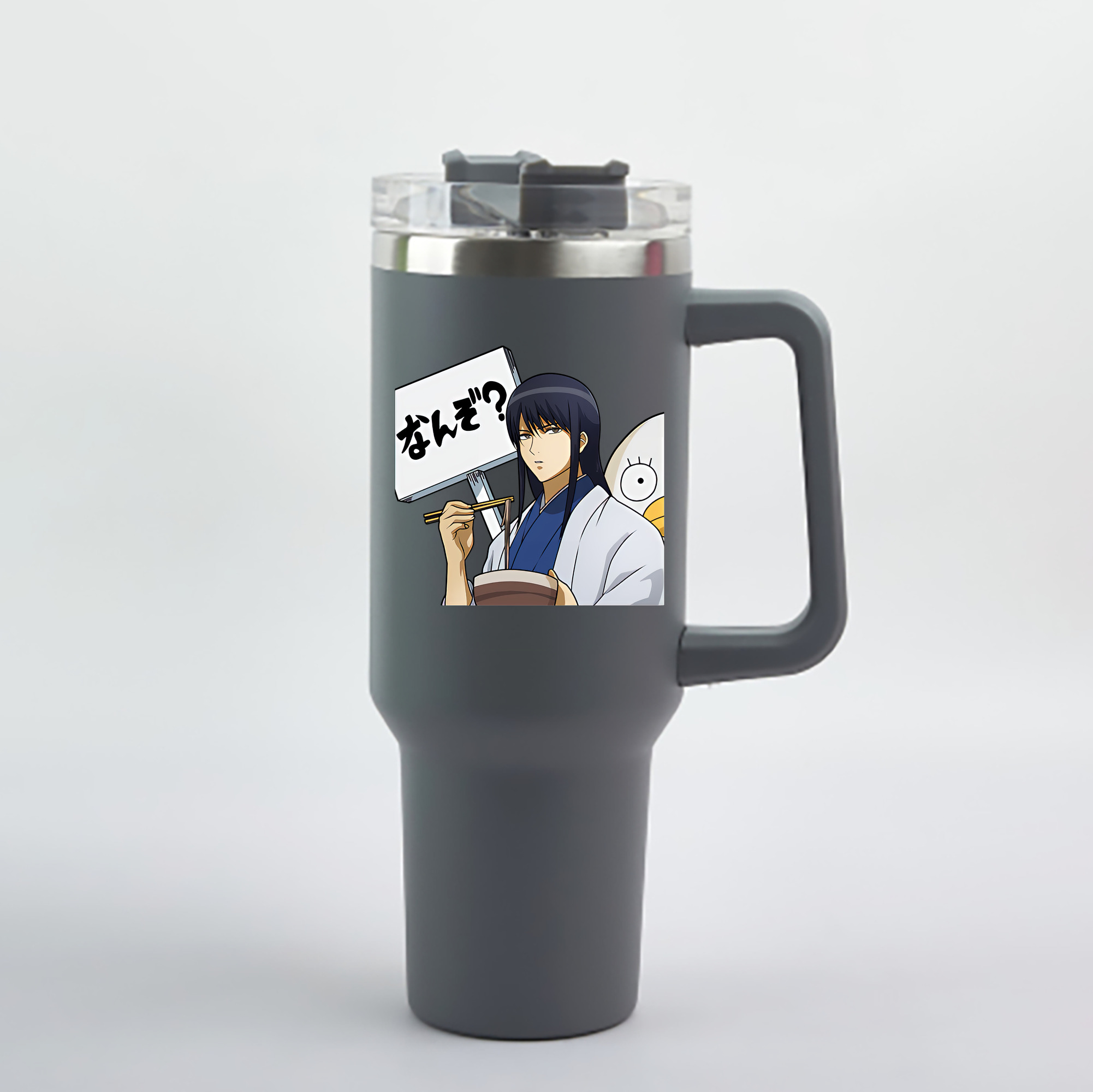 （画像用） ぎんたま 坂田銀時（さかたぎんとき） 神楽 志村新八（しむら しんぱち） GINTAMA Sakata Gintoki Kagura Shimura Shinpachi 1200mL車用タンブラー - クリスタルステッカー（プラスチックストロー付き）