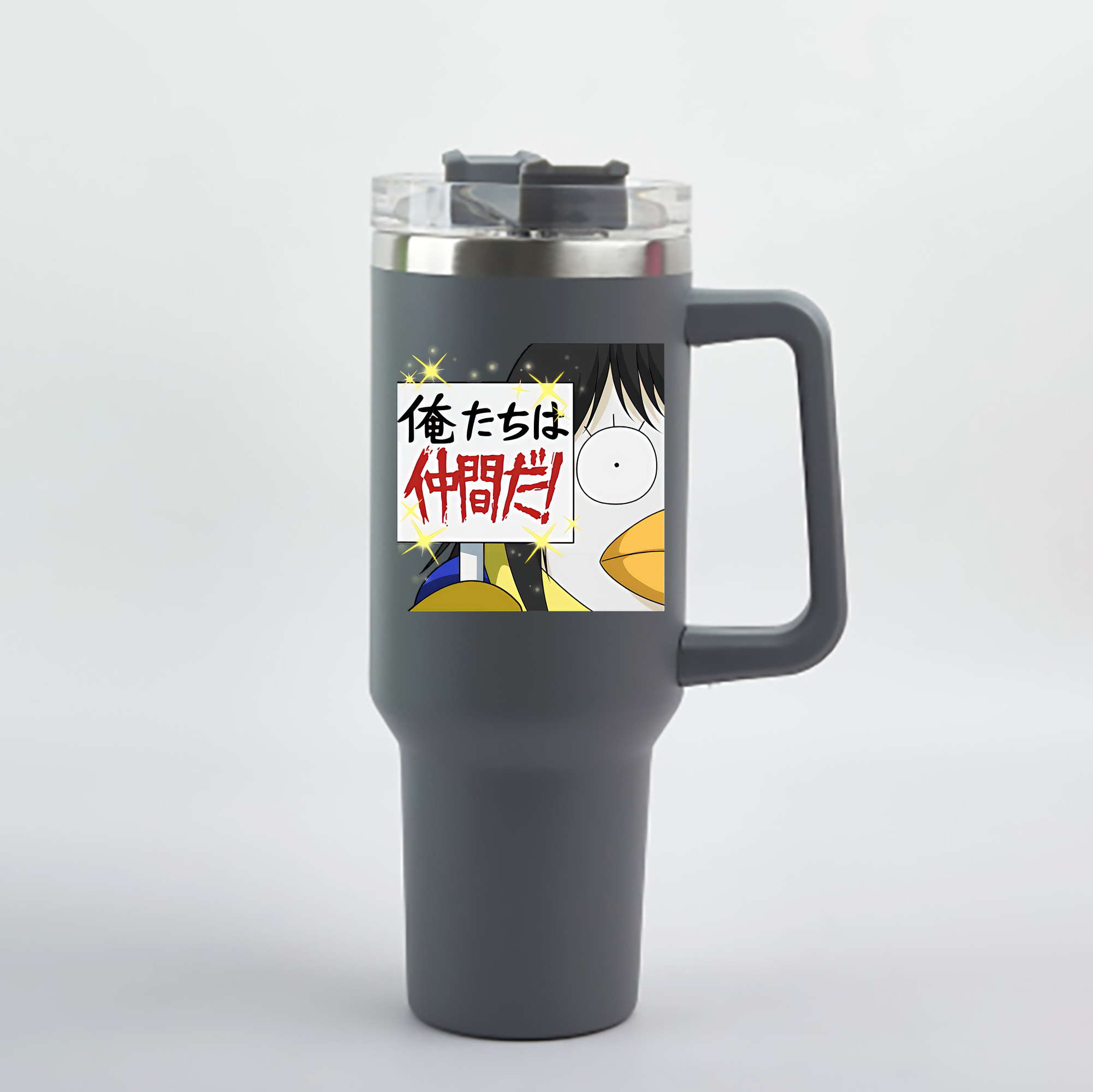 （画像用） ぎんたま 坂田銀時（さかたぎんとき） 神楽 志村新八（しむら しんぱち） GINTAMA Sakata Gintoki Kagura Shimura Shinpachi 1200mL車用タンブラー - クリスタルステッカー（プラスチックストロー付き）