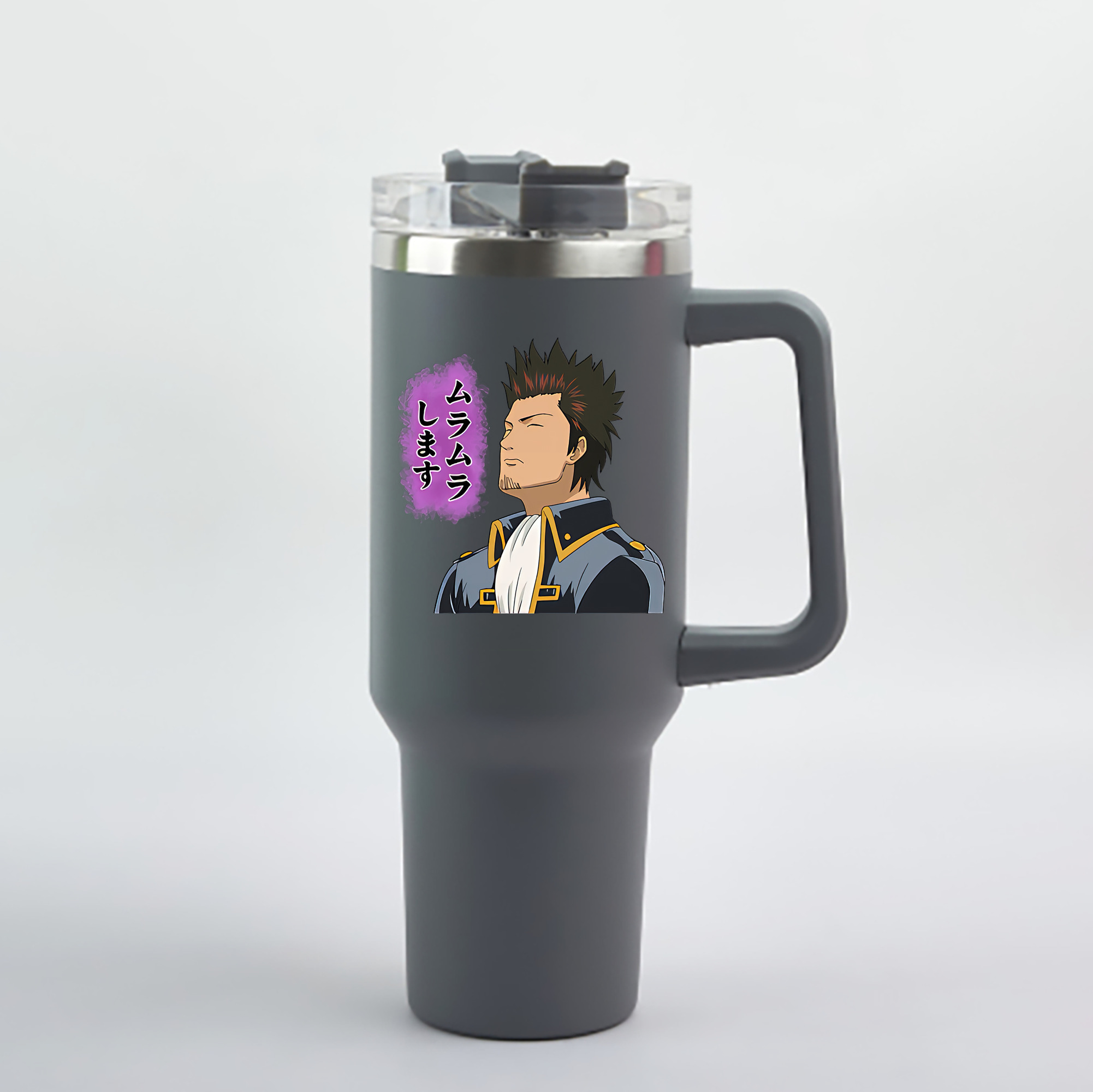 （画像用） ぎんたま 坂田銀時（さかたぎんとき） 神楽 志村新八（しむら しんぱち） GINTAMA Sakata Gintoki Kagura Shimura Shinpachi 1200mL車用タンブラー - クリスタルステッカー（プラスチックストロー付き）
