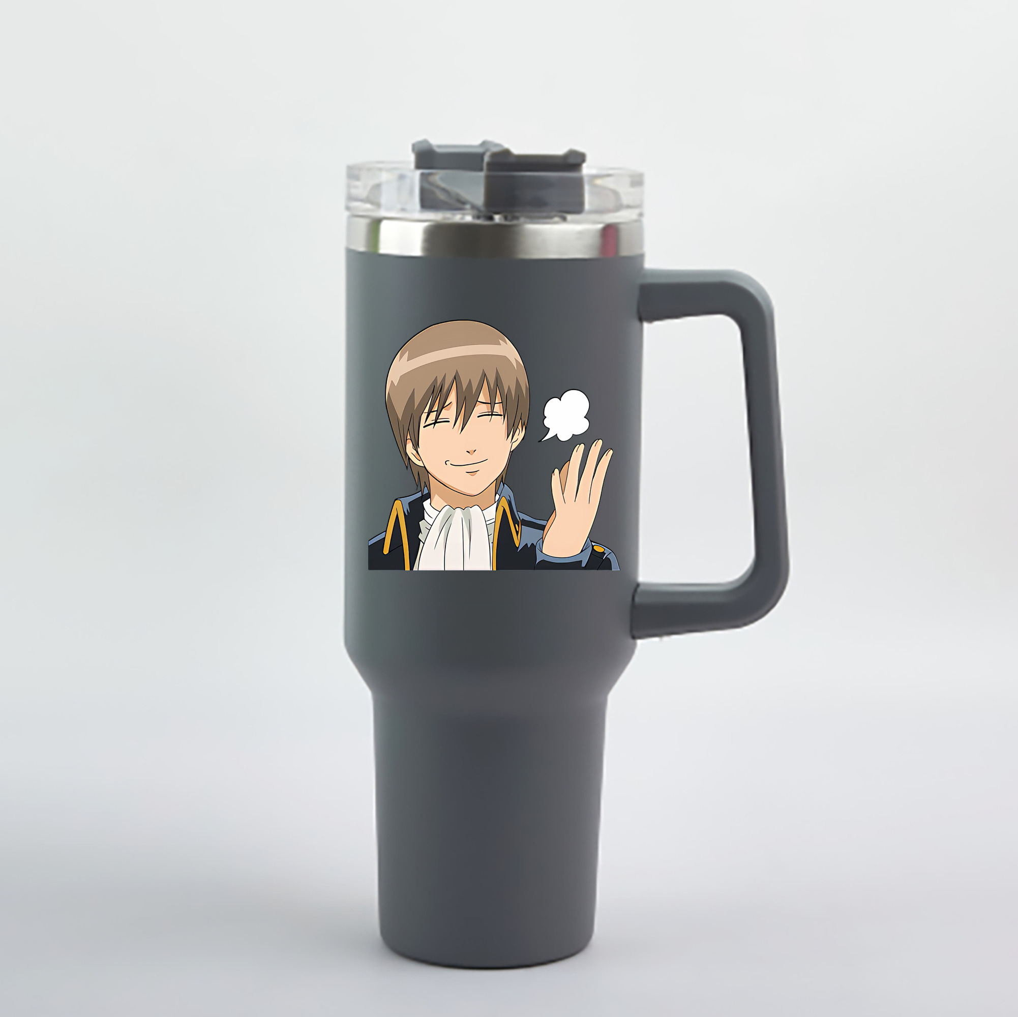 （画像用） ぎんたま 坂田銀時（さかたぎんとき） 神楽 志村新八（しむら しんぱち） GINTAMA Sakata Gintoki Kagura Shimura Shinpachi 1200mL車用タンブラー - クリスタルステッカー（プラスチックストロー付き）