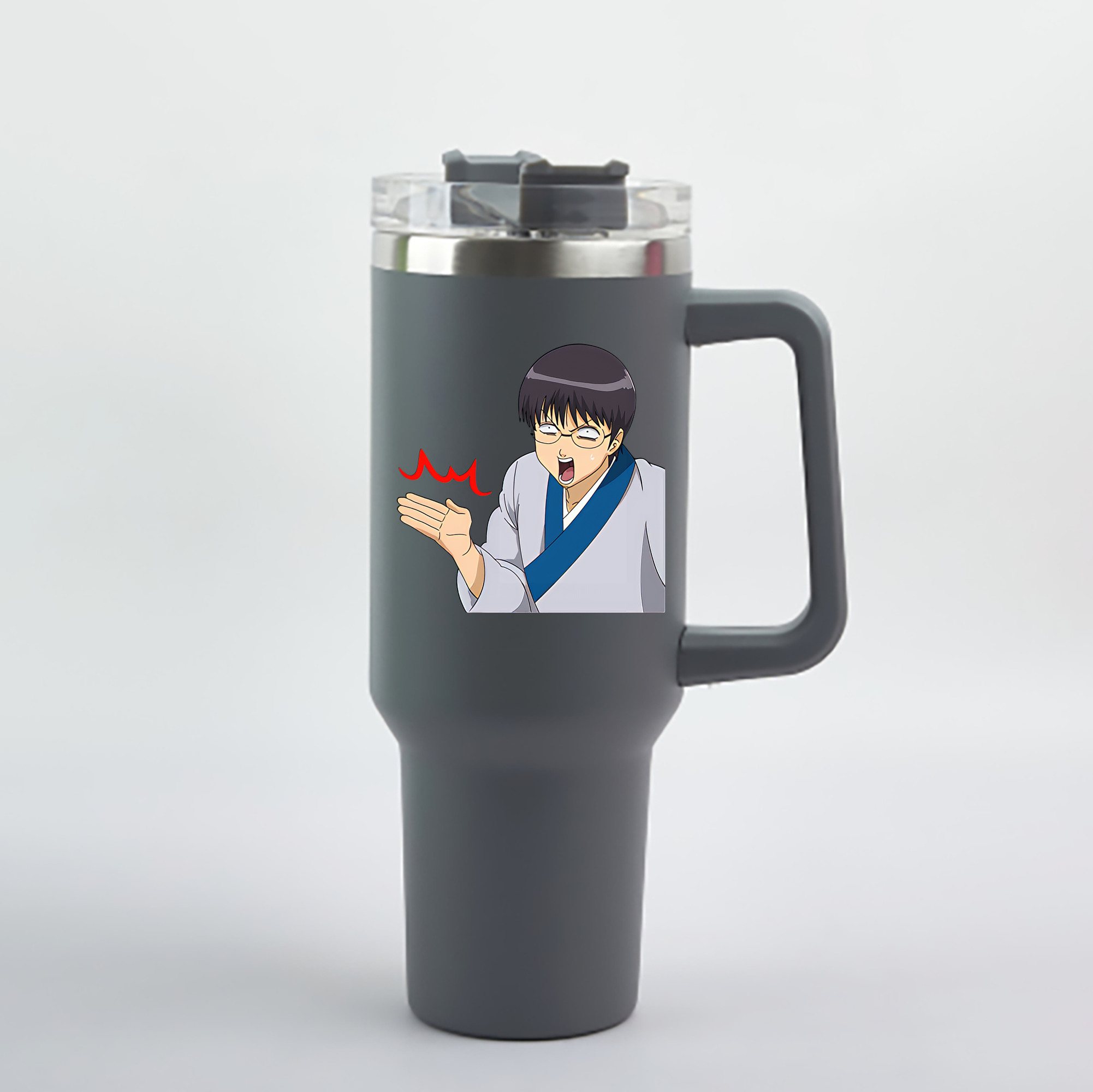 （画像用） ぎんたま 坂田銀時（さかたぎんとき） 神楽 志村新八（しむら しんぱち） GINTAMA Sakata Gintoki Kagura Shimura Shinpachi 1200mL車用タンブラー - クリスタルステッカー（プラスチックストロー付き）