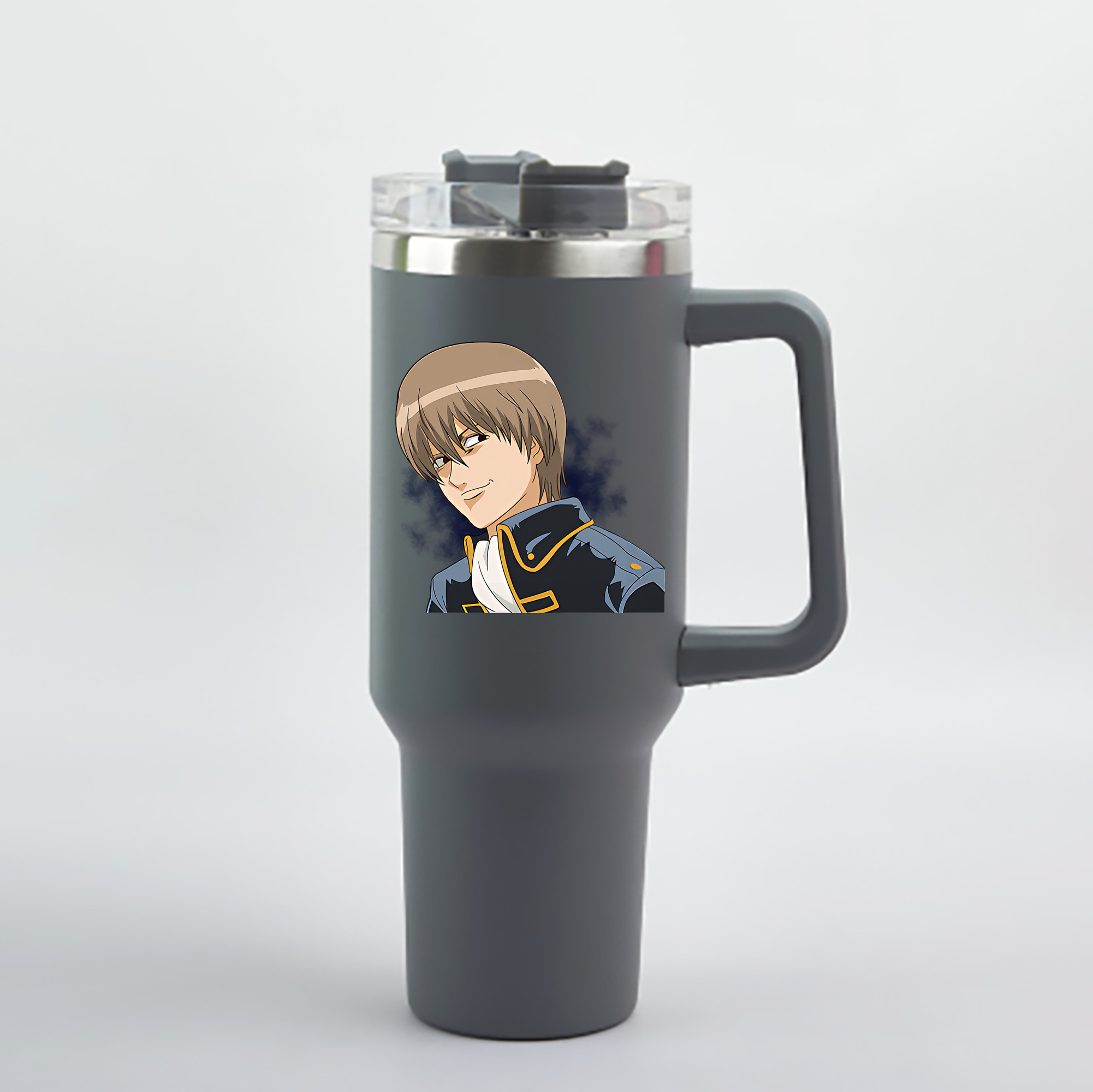 （画像用） ぎんたま 坂田銀時（さかたぎんとき） 神楽 志村新八（しむら しんぱち） GINTAMA Sakata Gintoki Kagura Shimura Shinpachi 1200mL車用タンブラー - クリスタルステッカー（プラスチックストロー付き）
