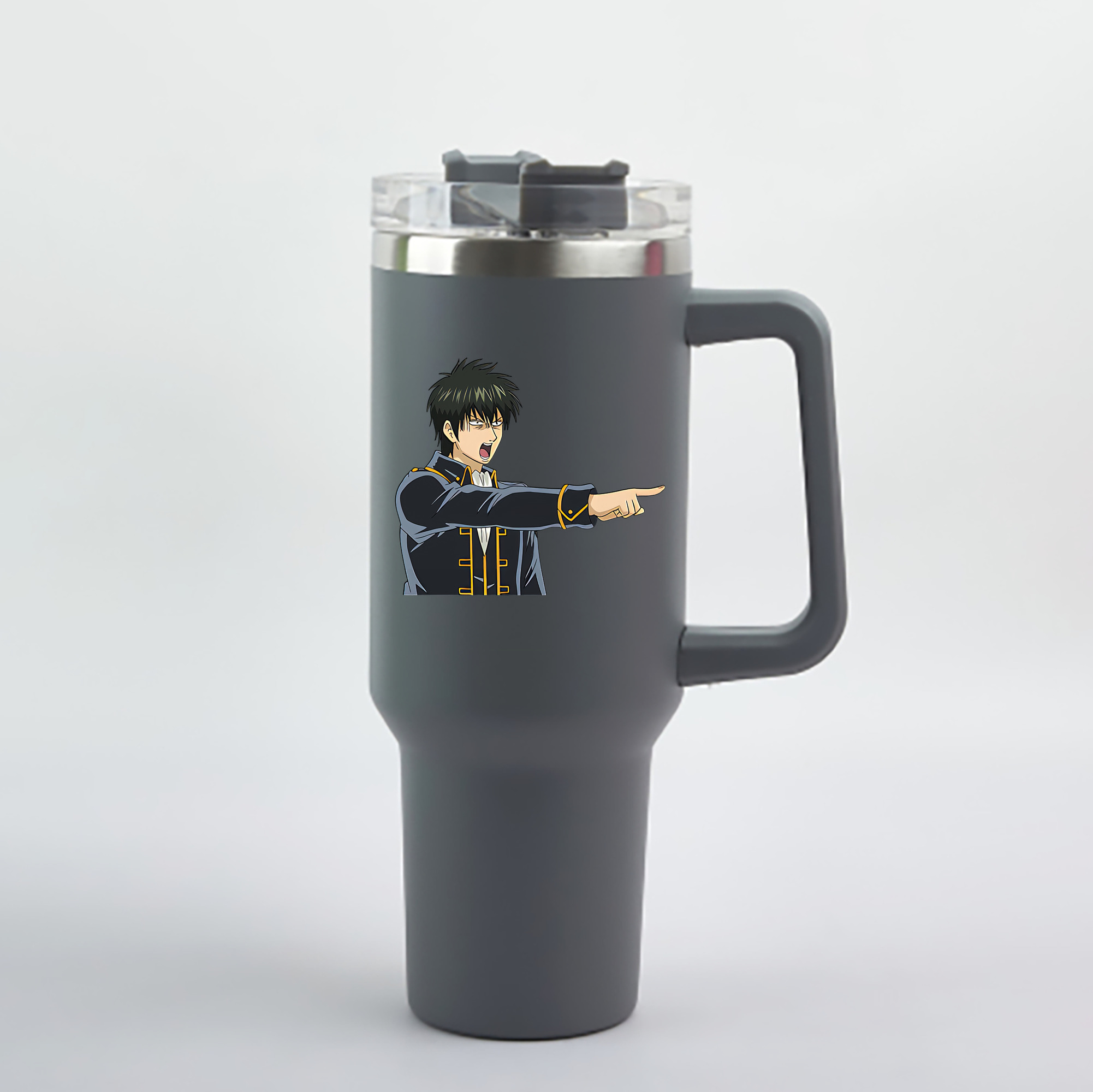 （画像用） ぎんたま 坂田銀時（さかたぎんとき） 神楽 志村新八（しむら しんぱち） GINTAMA Sakata Gintoki Kagura Shimura Shinpachi 1200mL車用タンブラー - クリスタルステッカー（プラスチックストロー付き）