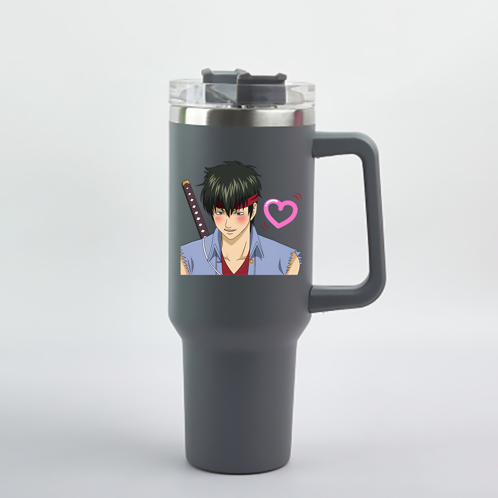 （画像用） ぎんたま 坂田銀時（さかたぎんとき） 神楽 志村新八（しむら しんぱち） GINTAMA Sakata Gintoki Kagura Shimura Shinpachi 1200mL車用タンブラー - クリスタルステッカー（プラスチックストロー付き）