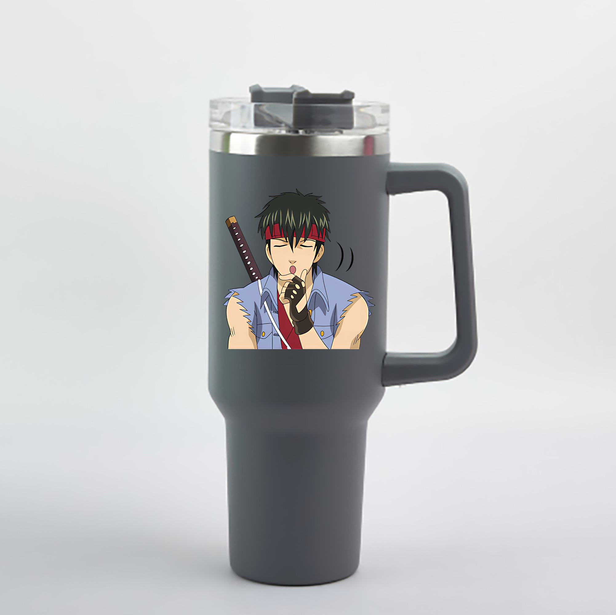 （画像用） ぎんたま 坂田銀時（さかたぎんとき） 神楽 志村新八（しむら しんぱち） GINTAMA Sakata Gintoki Kagura Shimura Shinpachi 1200mL車用タンブラー - クリスタルステッカー（プラスチックストロー付き）