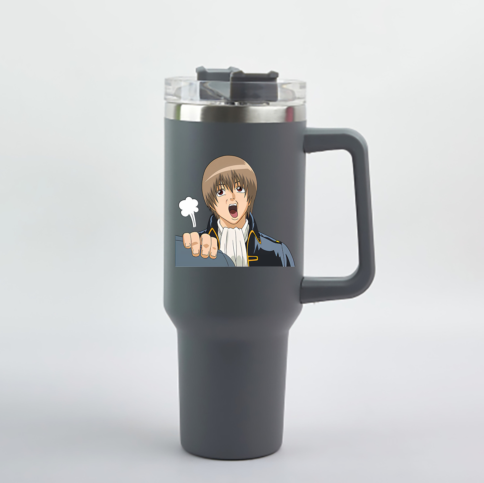 （画像用） ぎんたま 坂田銀時（さかたぎんとき） 神楽 志村新八（しむら しんぱち） GINTAMA Sakata Gintoki Kagura Shimura Shinpachi 1200mL車用タンブラー - クリスタルステッカー（プラスチックストロー付き）