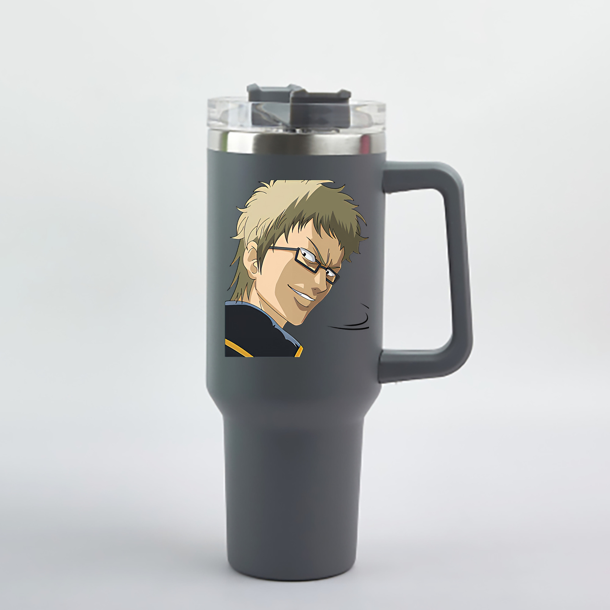 （画像用） ぎんたま 坂田銀時（さかたぎんとき） 神楽 志村新八（しむら しんぱち） GINTAMA Sakata Gintoki Kagura Shimura Shinpachi 1200mL車用タンブラー - クリスタルステッカー（プラスチックストロー付き）