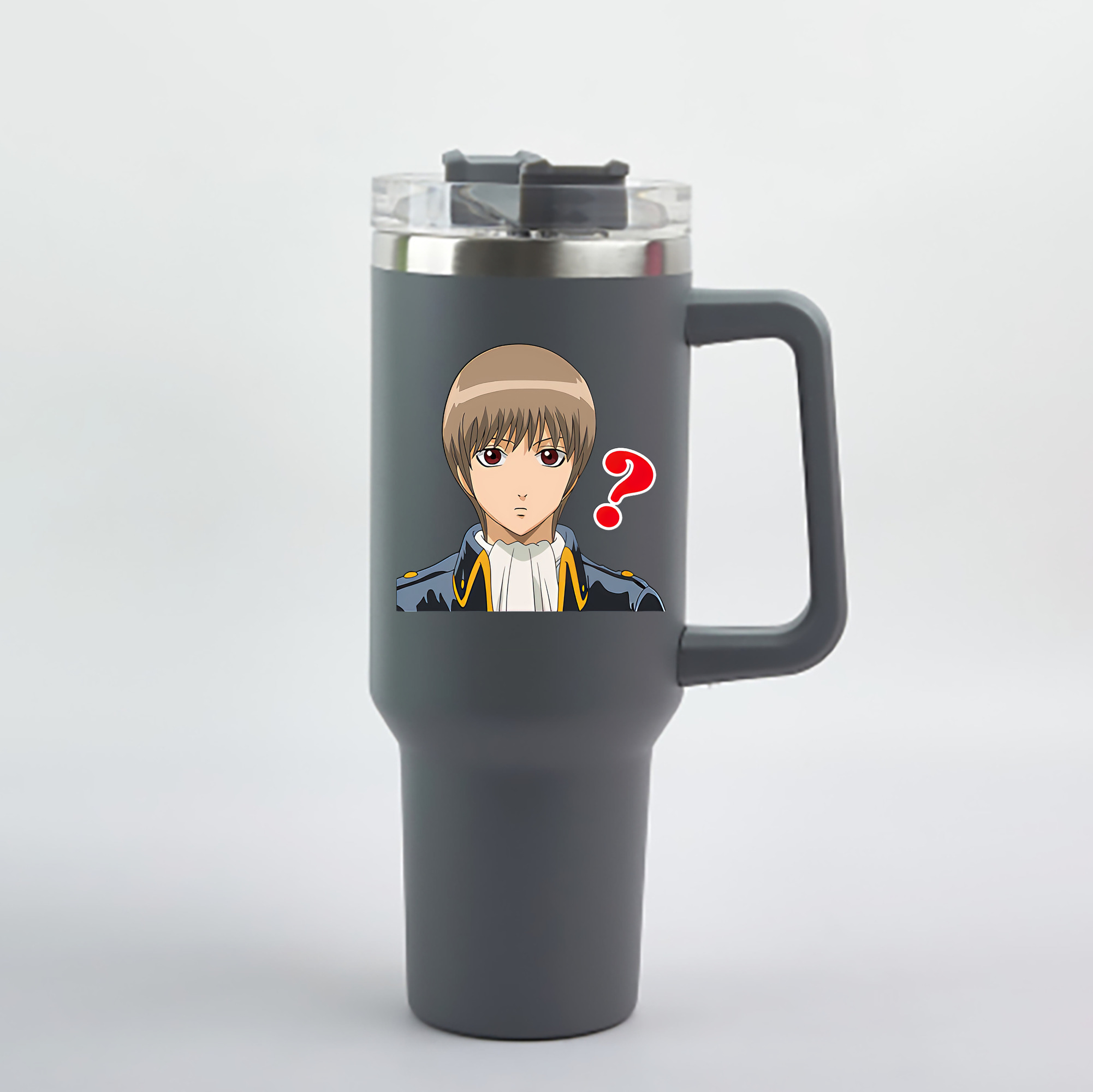 （画像用） ぎんたま 坂田銀時（さかたぎんとき） 神楽 志村新八（しむら しんぱち） GINTAMA Sakata Gintoki Kagura Shimura Shinpachi 1200mL車用タンブラー - クリスタルステッカー（プラスチックストロー付き）
