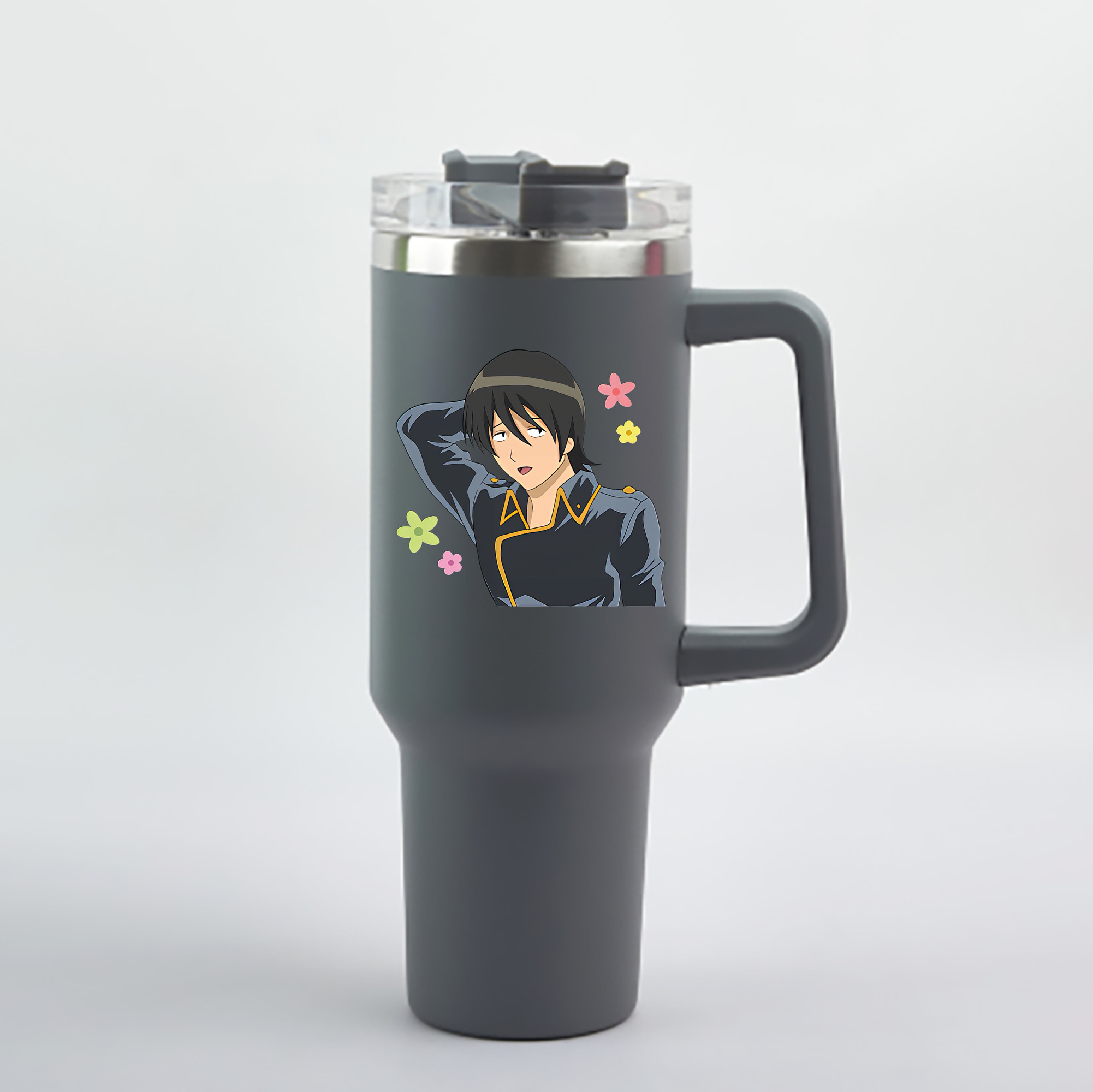 （画像用） ぎんたま 坂田銀時（さかたぎんとき） 神楽 志村新八（しむら しんぱち） GINTAMA Sakata Gintoki Kagura Shimura Shinpachi 1200mL車用タンブラー - クリスタルステッカー（プラスチックストロー付き）