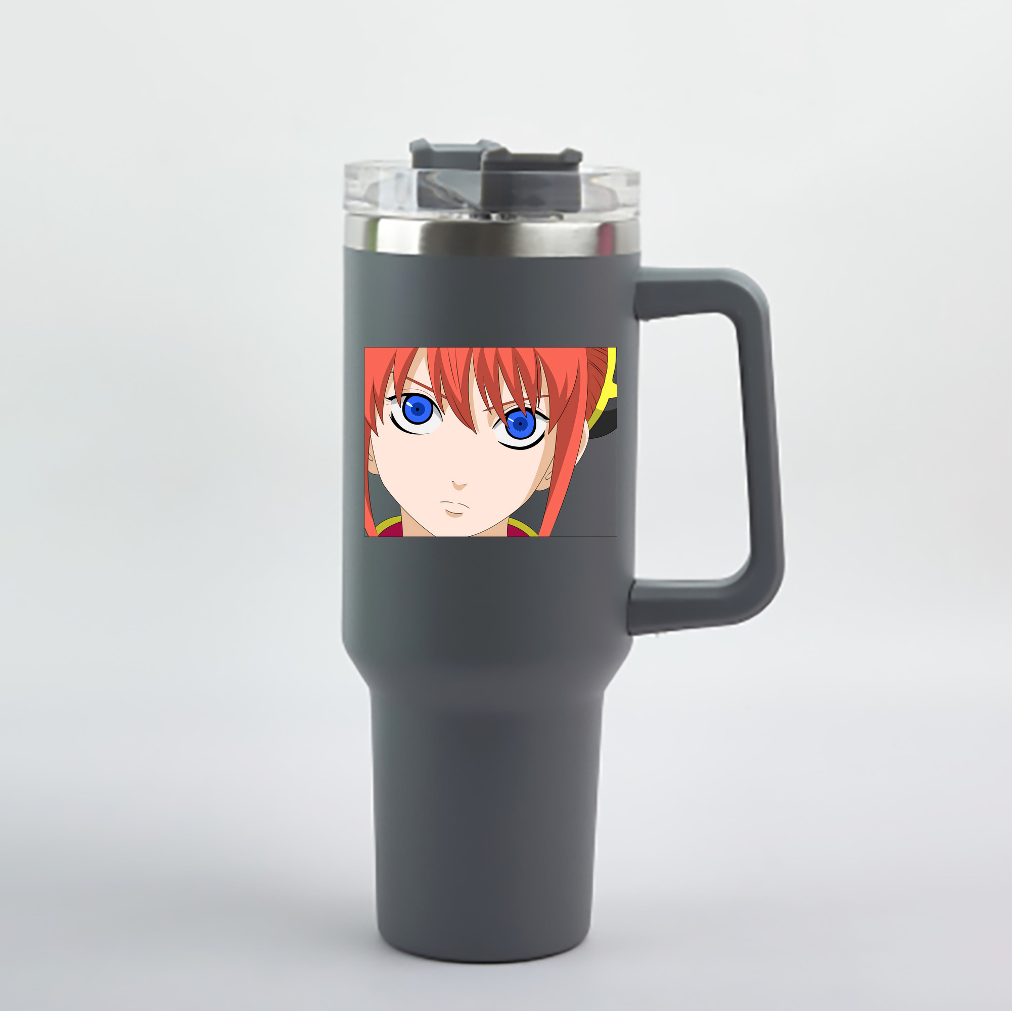 （画像用） ぎんたま 坂田銀時（さかたぎんとき） 神楽 志村新八（しむら しんぱち） GINTAMA Sakata Gintoki Kagura Shimura Shinpachi 1200mL車用タンブラー - クリスタルステッカー（プラスチックストロー付き）