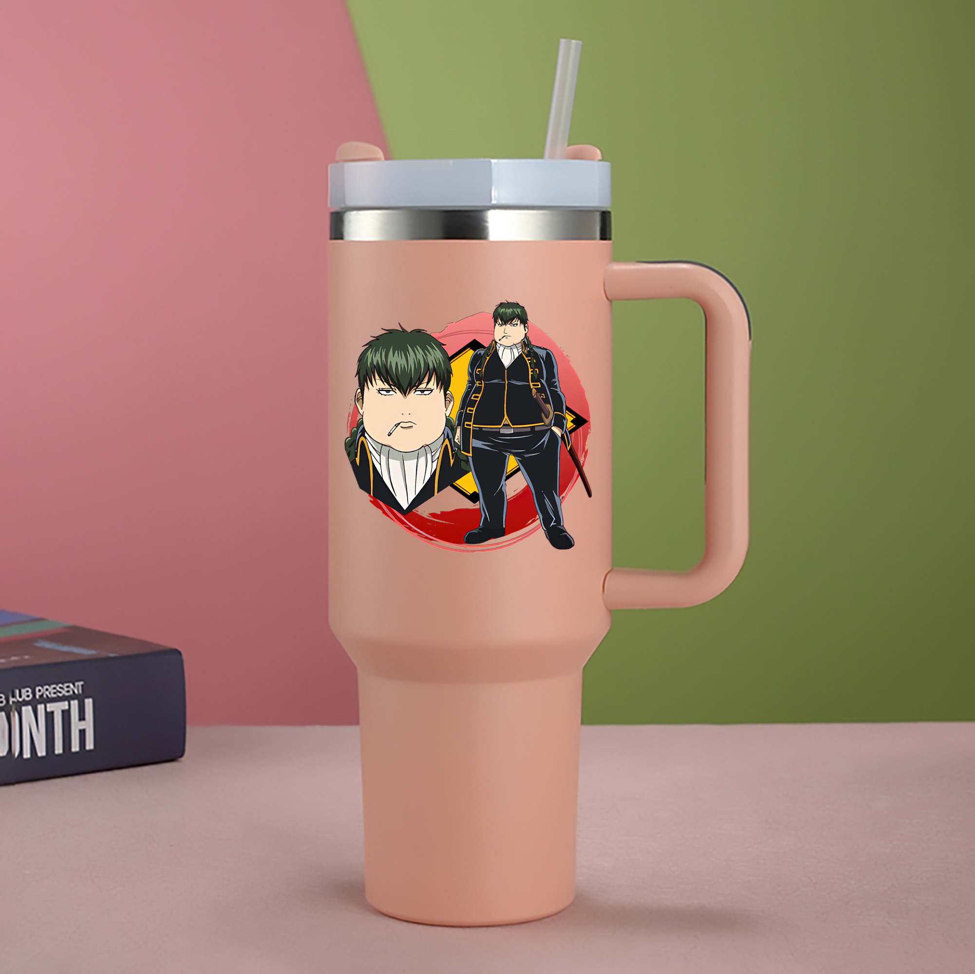 （画像用） ぎんたま 坂田銀時（さかたぎんとき） 神楽 志村新八（しむら しんぱち） GINTAMA Sakata Gintoki Kagura Shimura Shinpachi 1200mL車用タンブラー - クリスタルステッカー（プラスチックストロー付き）