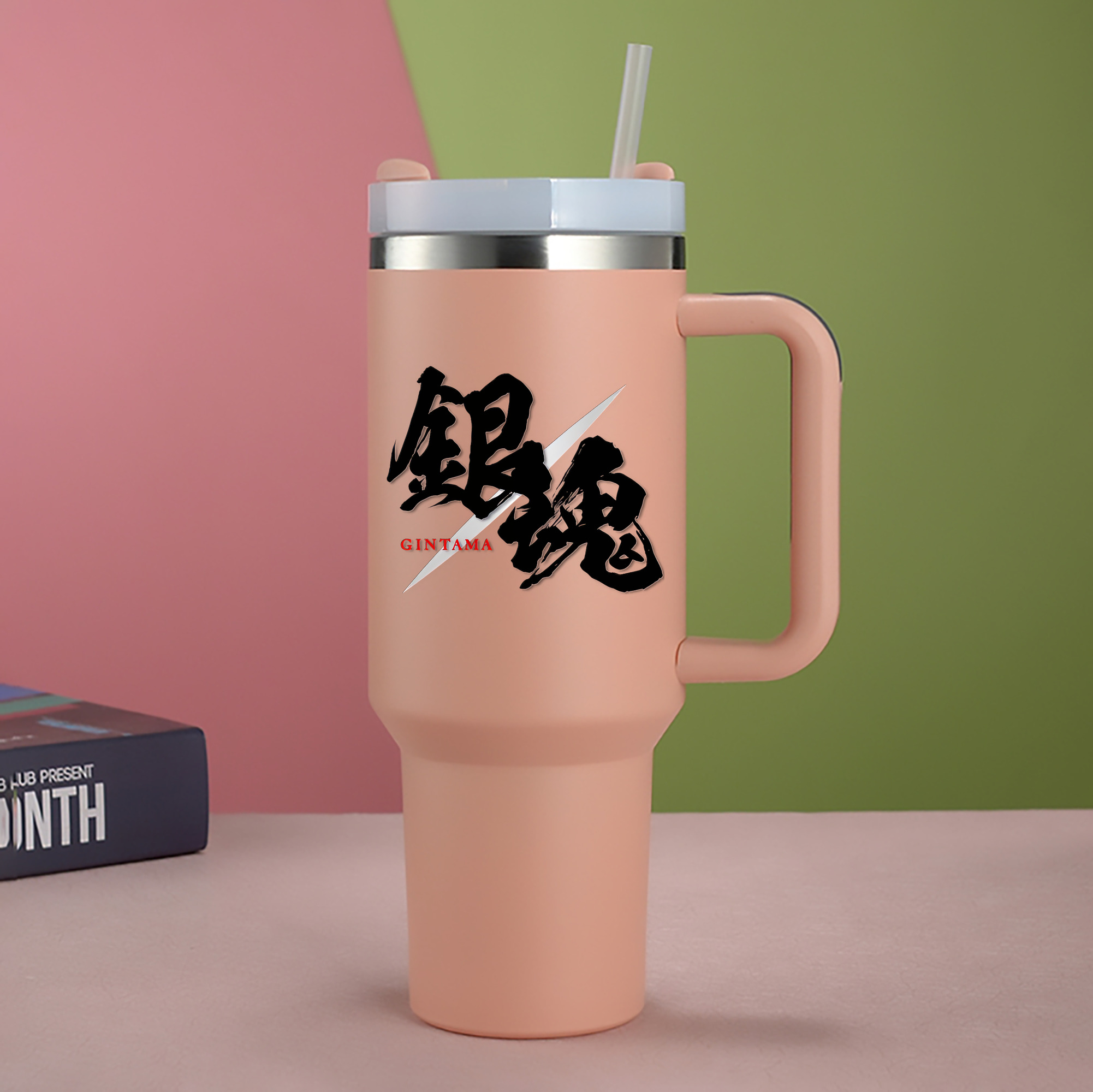 （画像用） ぎんたま 坂田銀時（さかたぎんとき） 神楽 志村新八（しむら しんぱち） GINTAMA Sakata Gintoki Kagura Shimura Shinpachi 1200mL車用タンブラー - クリスタルステッカー（プラスチックストロー付き）