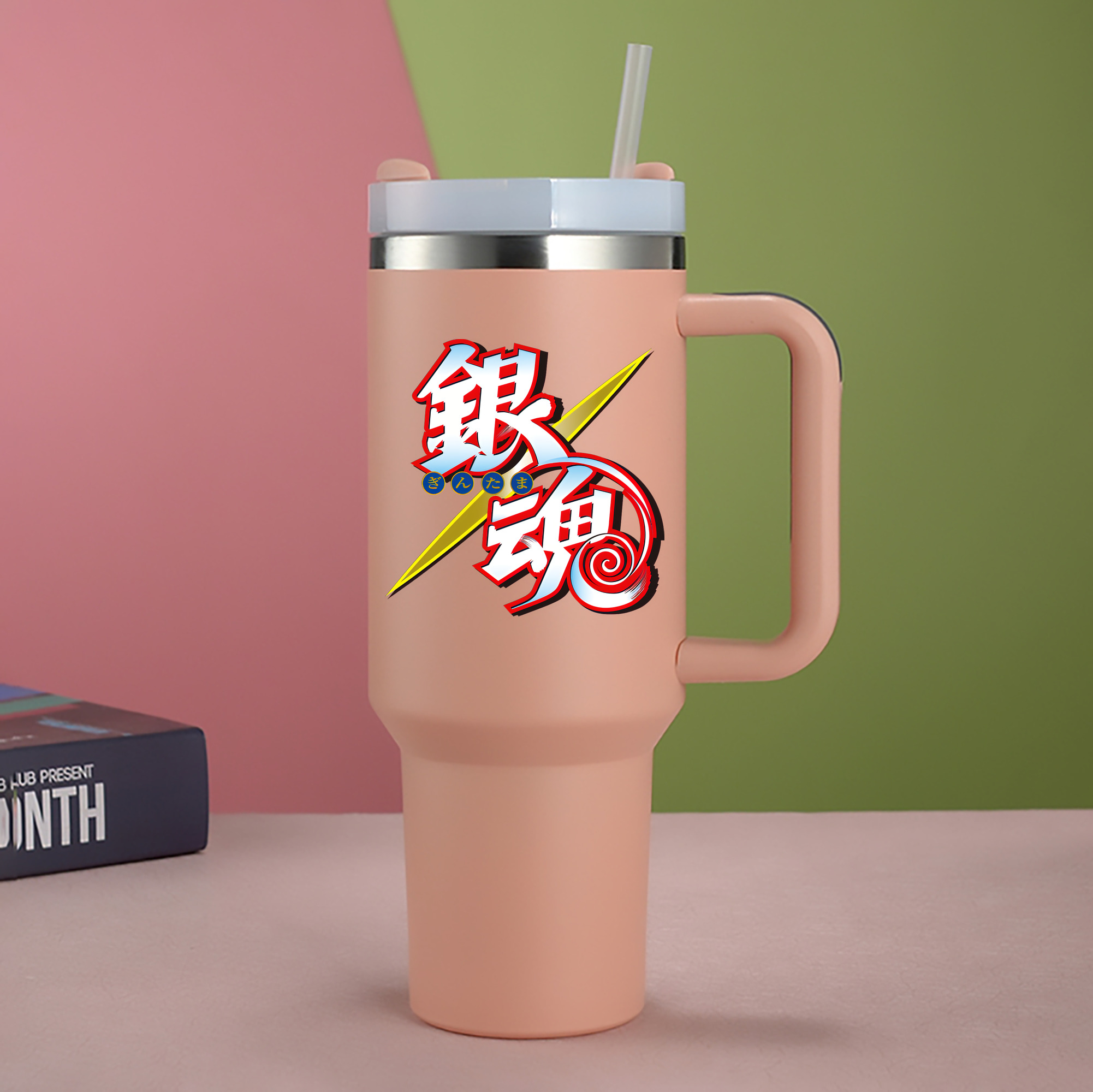 （画像用） ぎんたま 坂田銀時（さかたぎんとき） 神楽 志村新八（しむら しんぱち） GINTAMA Sakata Gintoki Kagura Shimura Shinpachi 1200mL車用タンブラー - クリスタルステッカー（プラスチックストロー付き）