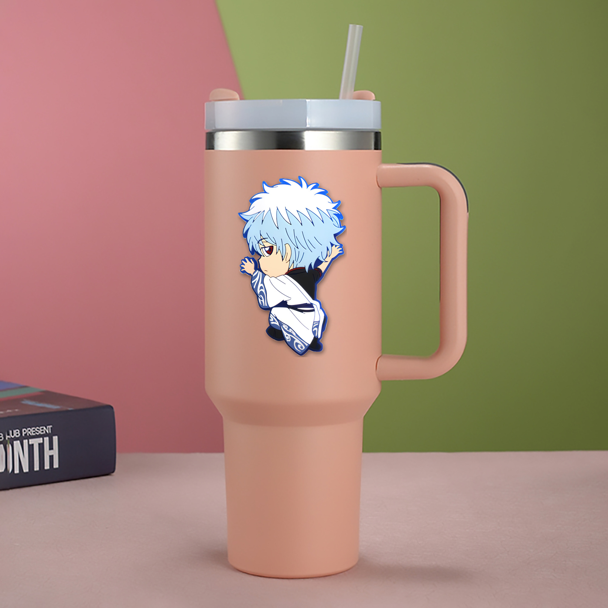 （画像用） ぎんたま 坂田銀時（さかたぎんとき） 神楽 志村新八（しむら しんぱち） GINTAMA Sakata Gintoki Kagura Shimura Shinpachi 1200mL車用タンブラー - クリスタルステッカー（プラスチックストロー付き）