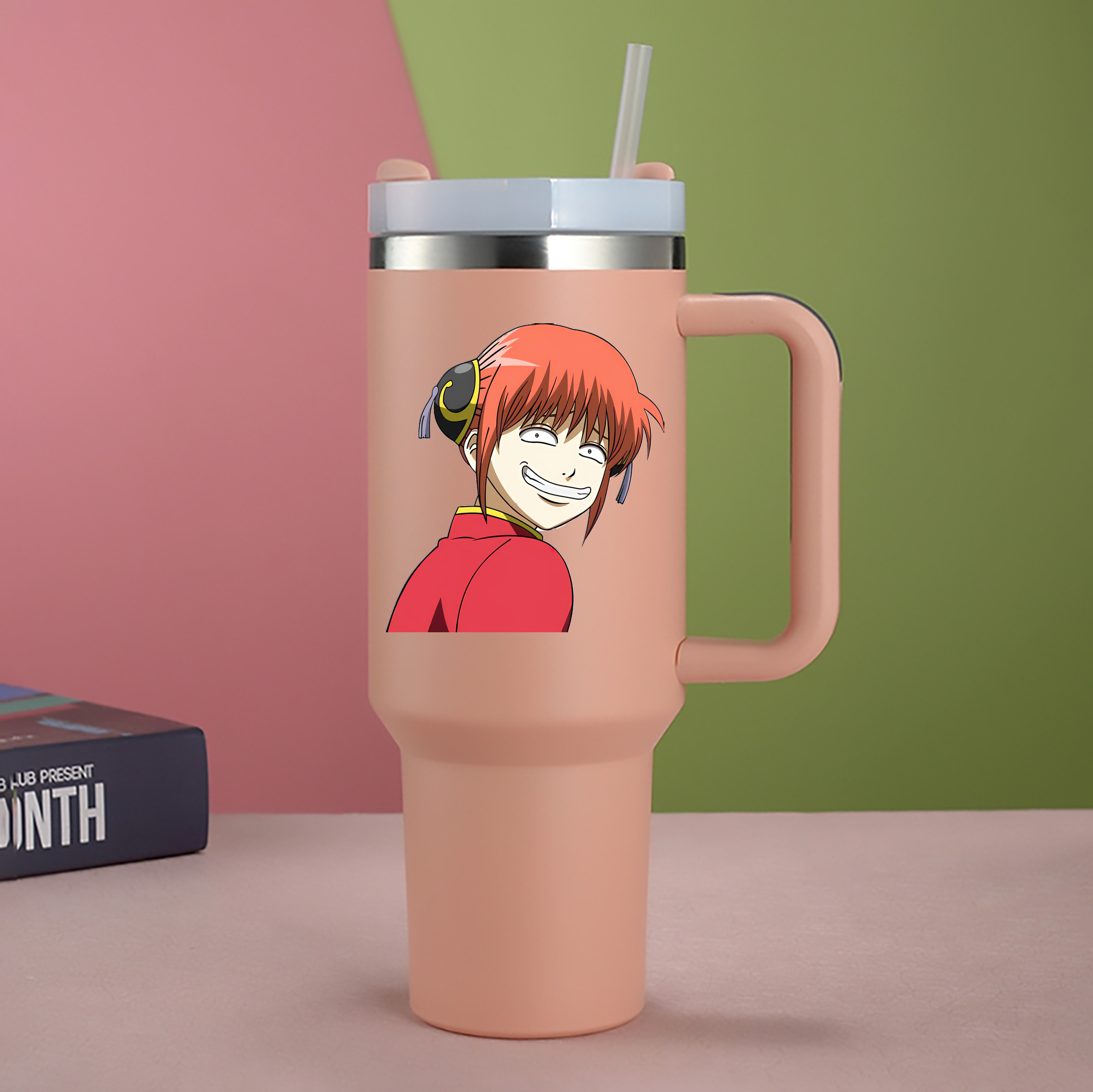 （画像用） ぎんたま 坂田銀時（さかたぎんとき） 神楽 志村新八（しむら しんぱち） GINTAMA Sakata Gintoki Kagura Shimura Shinpachi 1200mL車用タンブラー - クリスタルステッカー（プラスチックストロー付き）
