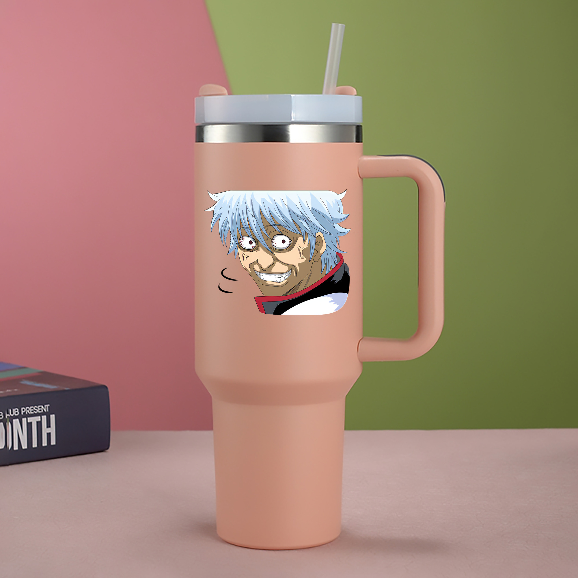 （画像用） ぎんたま 坂田銀時（さかたぎんとき） 神楽 志村新八（しむら しんぱち） GINTAMA Sakata Gintoki Kagura Shimura Shinpachi 1200mL車用タンブラー - クリスタルステッカー（プラスチックストロー付き）