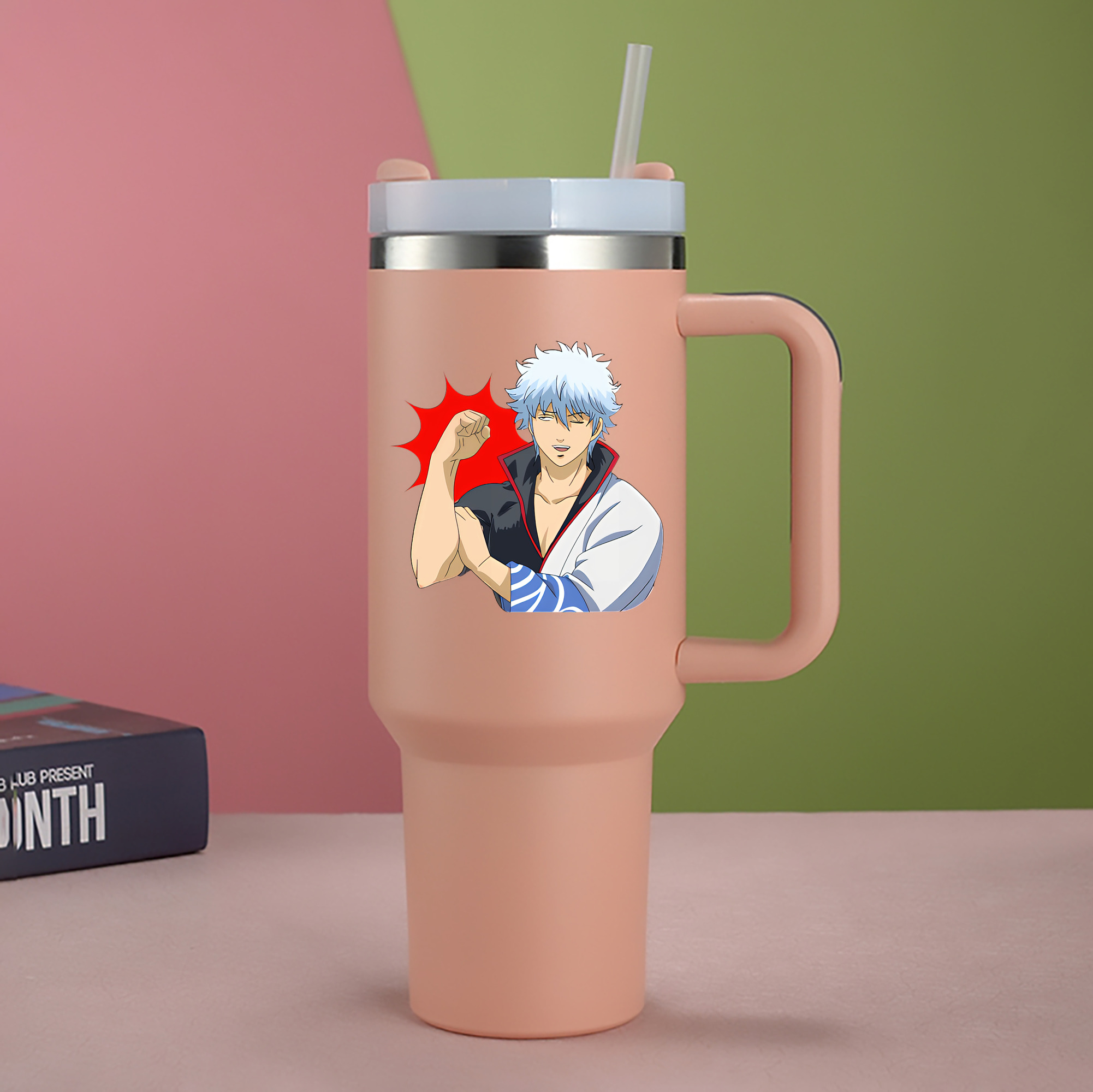 （画像用） ぎんたま 坂田銀時（さかたぎんとき） 神楽 志村新八（しむら しんぱち） GINTAMA Sakata Gintoki Kagura Shimura Shinpachi 1200mL車用タンブラー - クリスタルステッカー（プラスチックストロー付き）