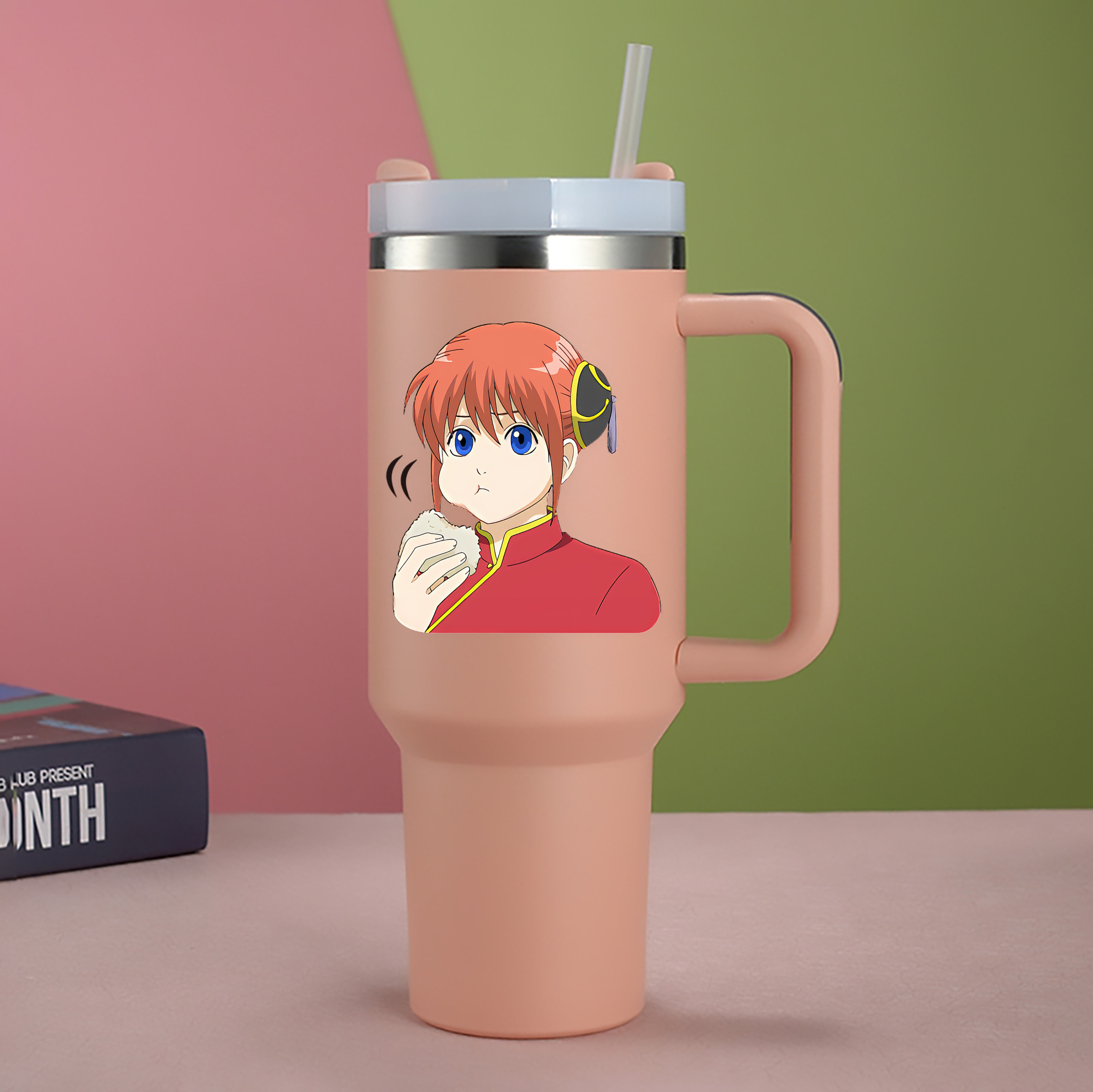 （画像用） ぎんたま 坂田銀時（さかたぎんとき） 神楽 志村新八（しむら しんぱち） GINTAMA Sakata Gintoki Kagura Shimura Shinpachi 1200mL車用タンブラー - クリスタルステッカー（プラスチックストロー付き）