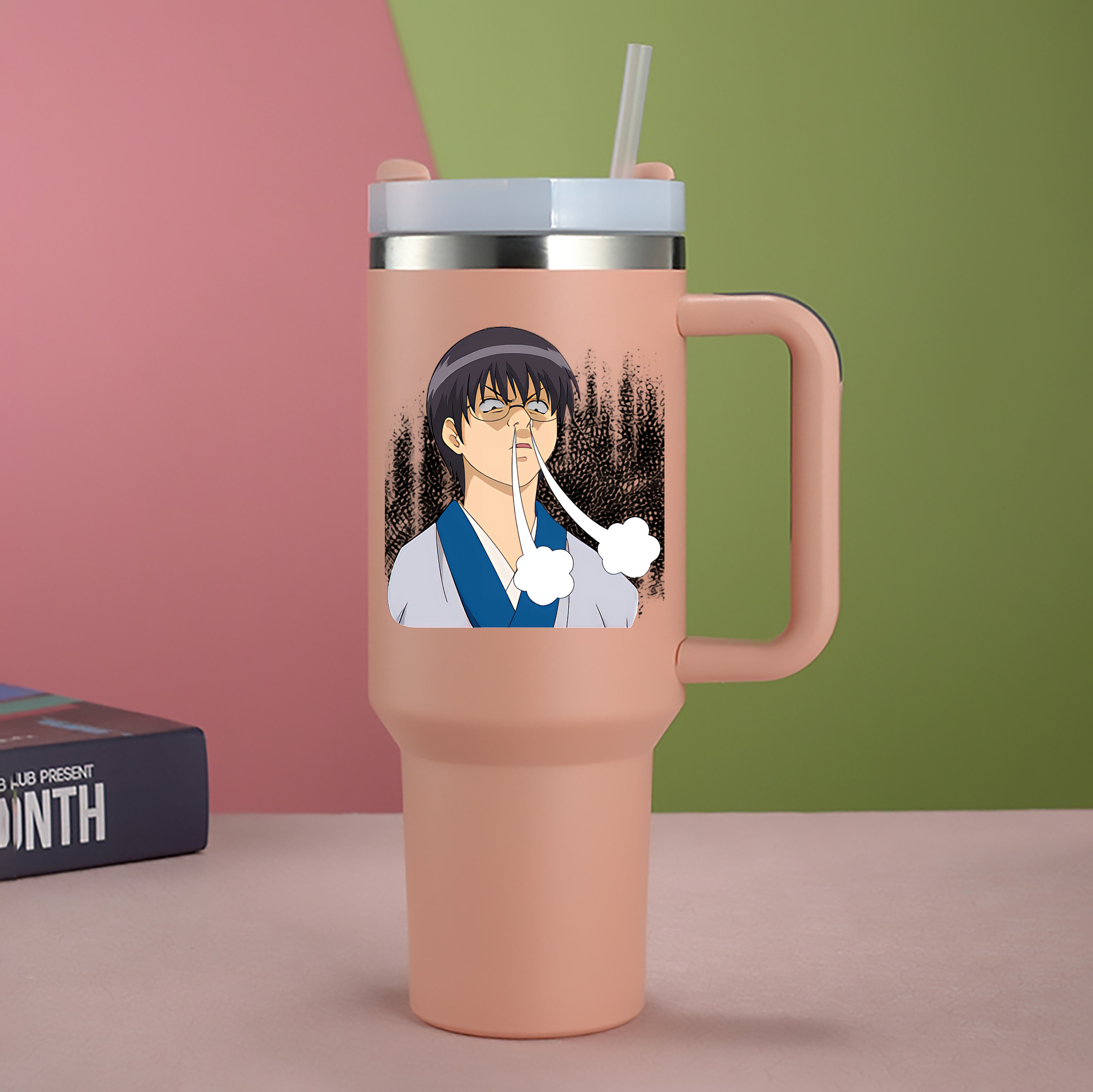 （画像用） ぎんたま 坂田銀時（さかたぎんとき） 神楽 志村新八（しむら しんぱち） GINTAMA Sakata Gintoki Kagura Shimura Shinpachi 1200mL車用タンブラー - クリスタルステッカー（プラスチックストロー付き）