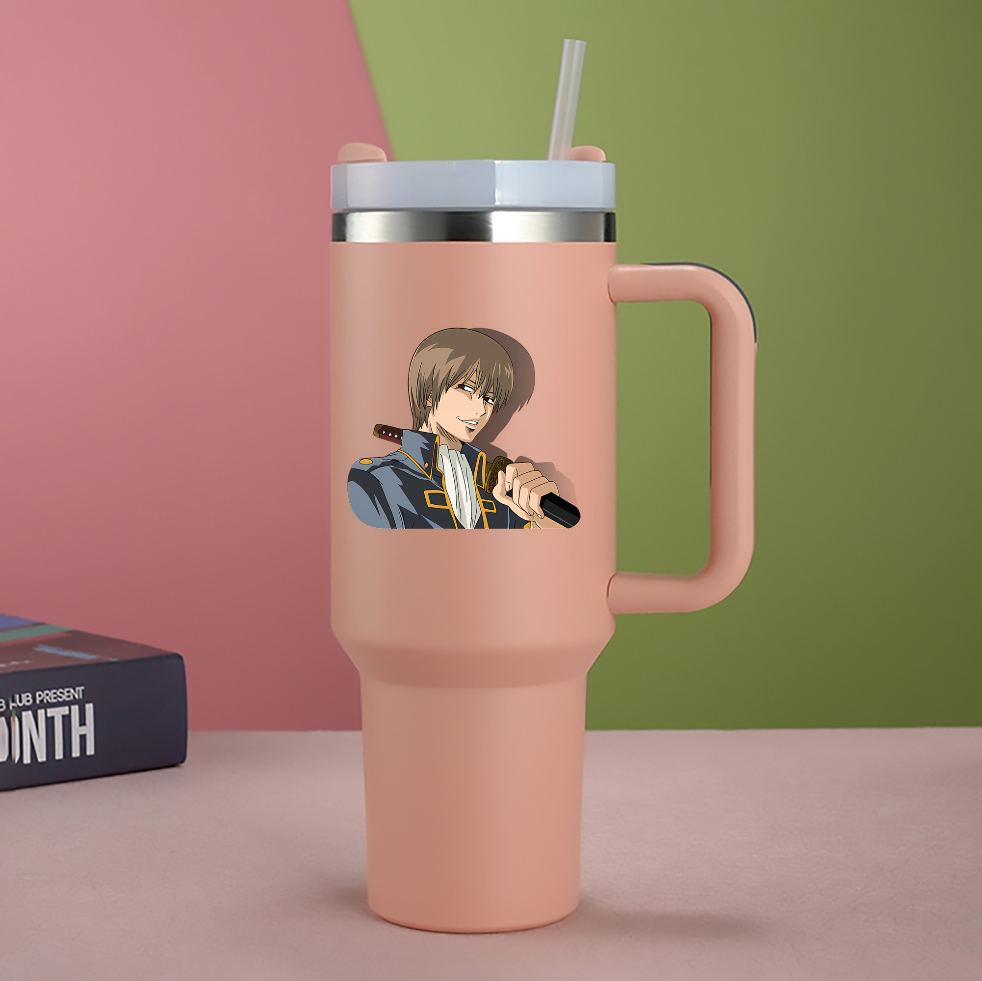 （画像用） ぎんたま 坂田銀時（さかたぎんとき） 神楽 志村新八（しむら しんぱち） GINTAMA Sakata Gintoki Kagura Shimura Shinpachi 1200mL車用タンブラー - クリスタルステッカー（プラスチックストロー付き）