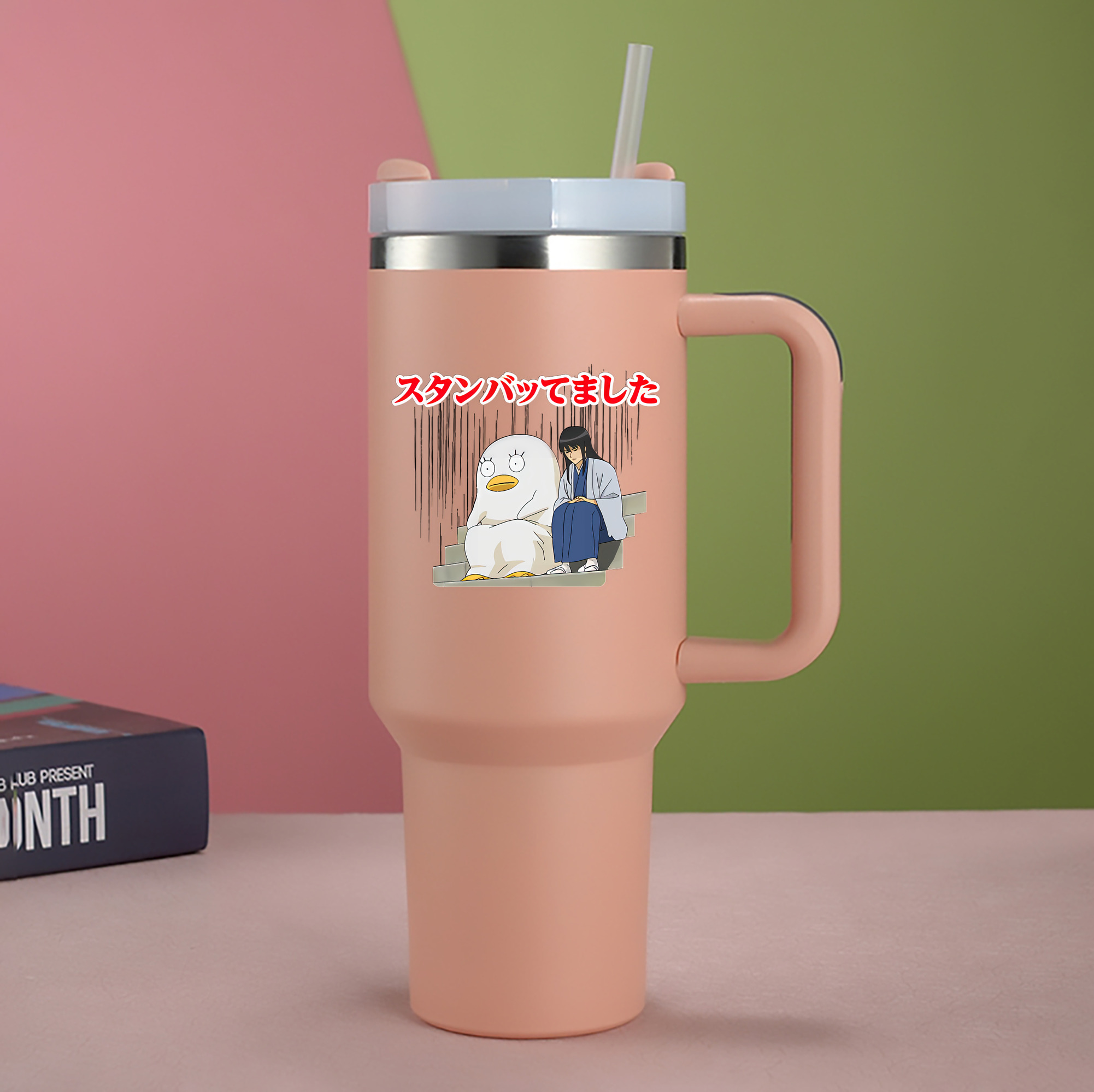 （画像用） ぎんたま 坂田銀時（さかたぎんとき） 神楽 志村新八（しむら しんぱち） GINTAMA Sakata Gintoki Kagura Shimura Shinpachi 1200mL車用タンブラー - クリスタルステッカー（プラスチックストロー付き）