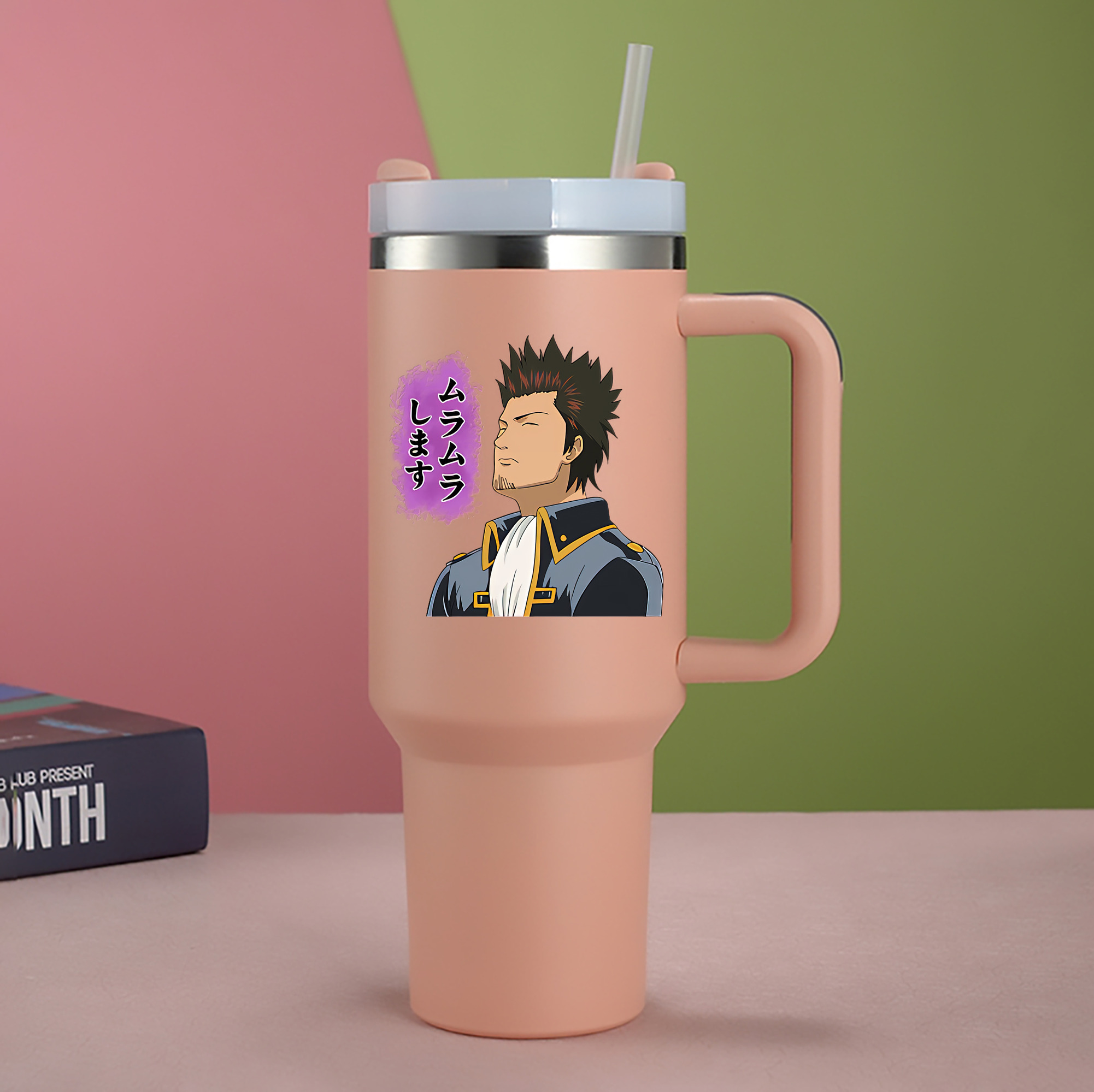 （画像用） ぎんたま 坂田銀時（さかたぎんとき） 神楽 志村新八（しむら しんぱち） GINTAMA Sakata Gintoki Kagura Shimura Shinpachi 1200mL車用タンブラー - クリスタルステッカー（プラスチックストロー付き）