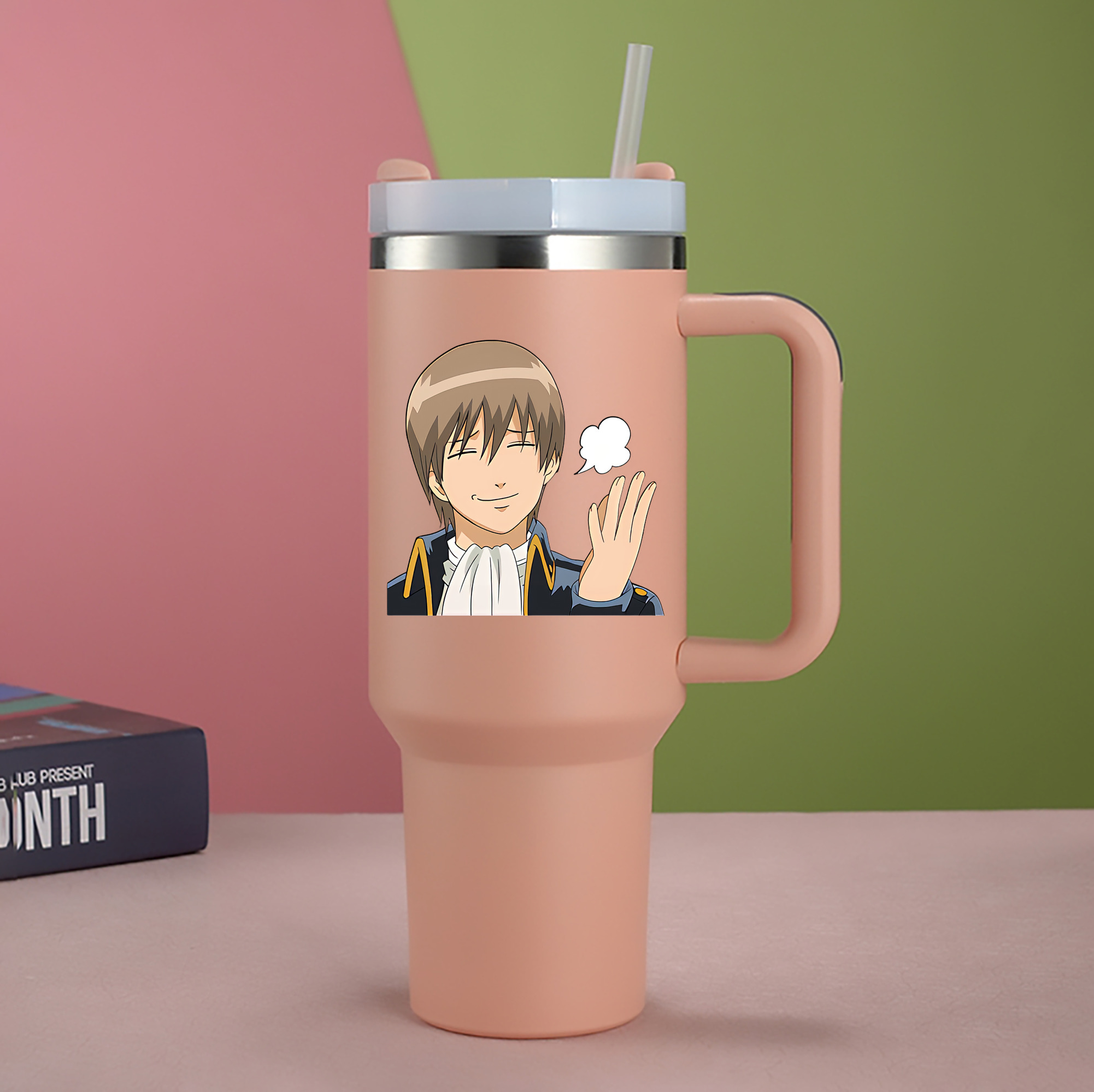 （画像用） ぎんたま 坂田銀時（さかたぎんとき） 神楽 志村新八（しむら しんぱち） GINTAMA Sakata Gintoki Kagura Shimura Shinpachi 1200mL車用タンブラー - クリスタルステッカー（プラスチックストロー付き）