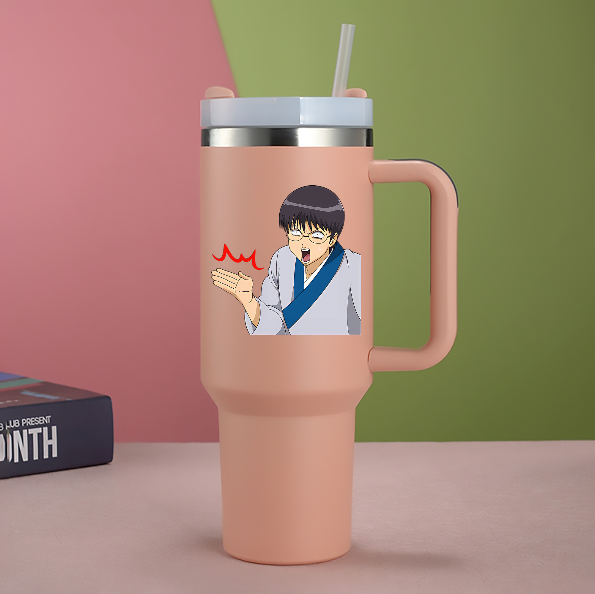 （画像用） ぎんたま 坂田銀時（さかたぎんとき） 神楽 志村新八（しむら しんぱち） GINTAMA Sakata Gintoki Kagura Shimura Shinpachi 1200mL車用タンブラー - クリスタルステッカー（プラスチックストロー付き）