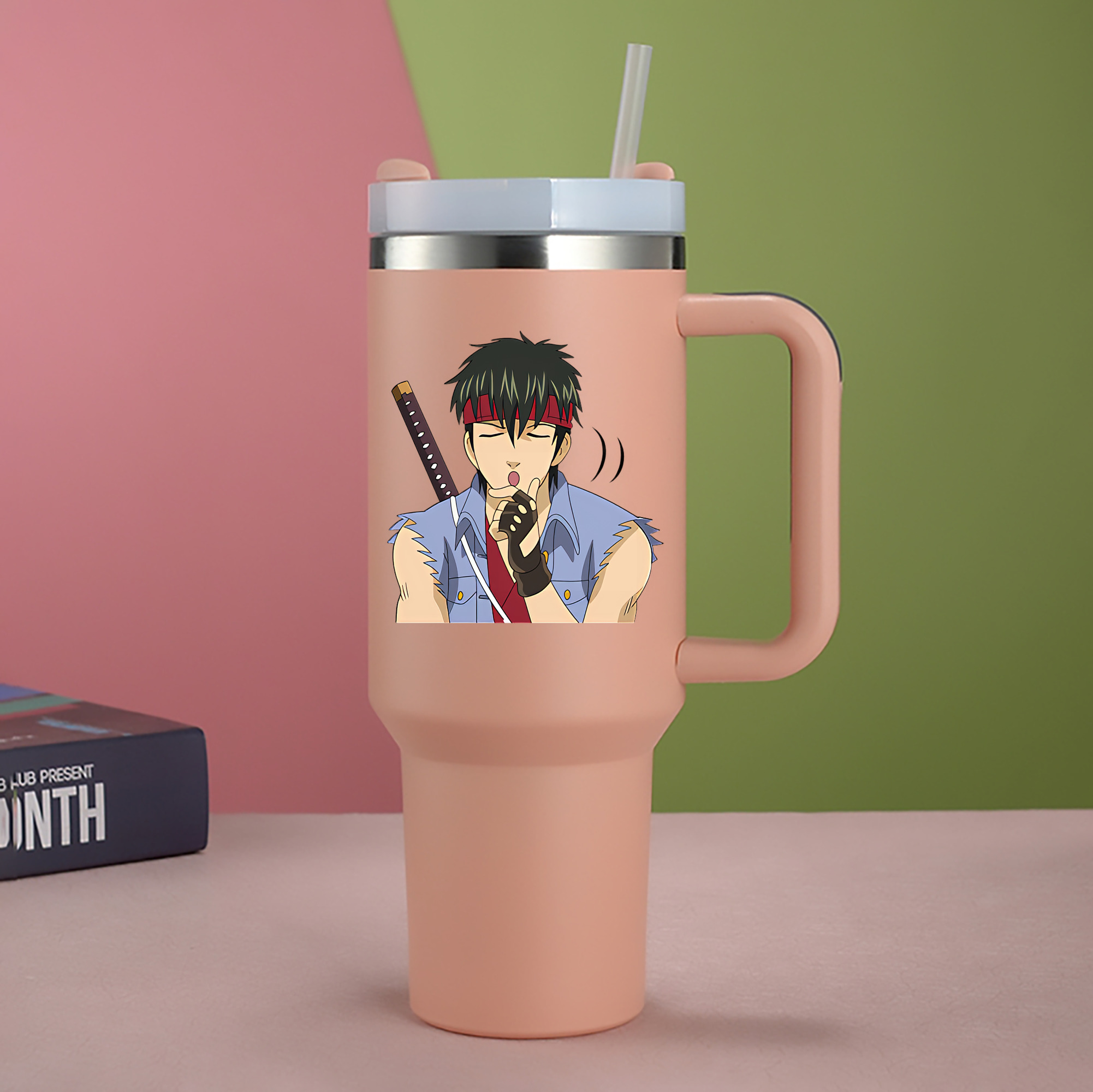 （画像用） ぎんたま 坂田銀時（さかたぎんとき） 神楽 志村新八（しむら しんぱち） GINTAMA Sakata Gintoki Kagura Shimura Shinpachi 1200mL車用タンブラー - クリスタルステッカー（プラスチックストロー付き）