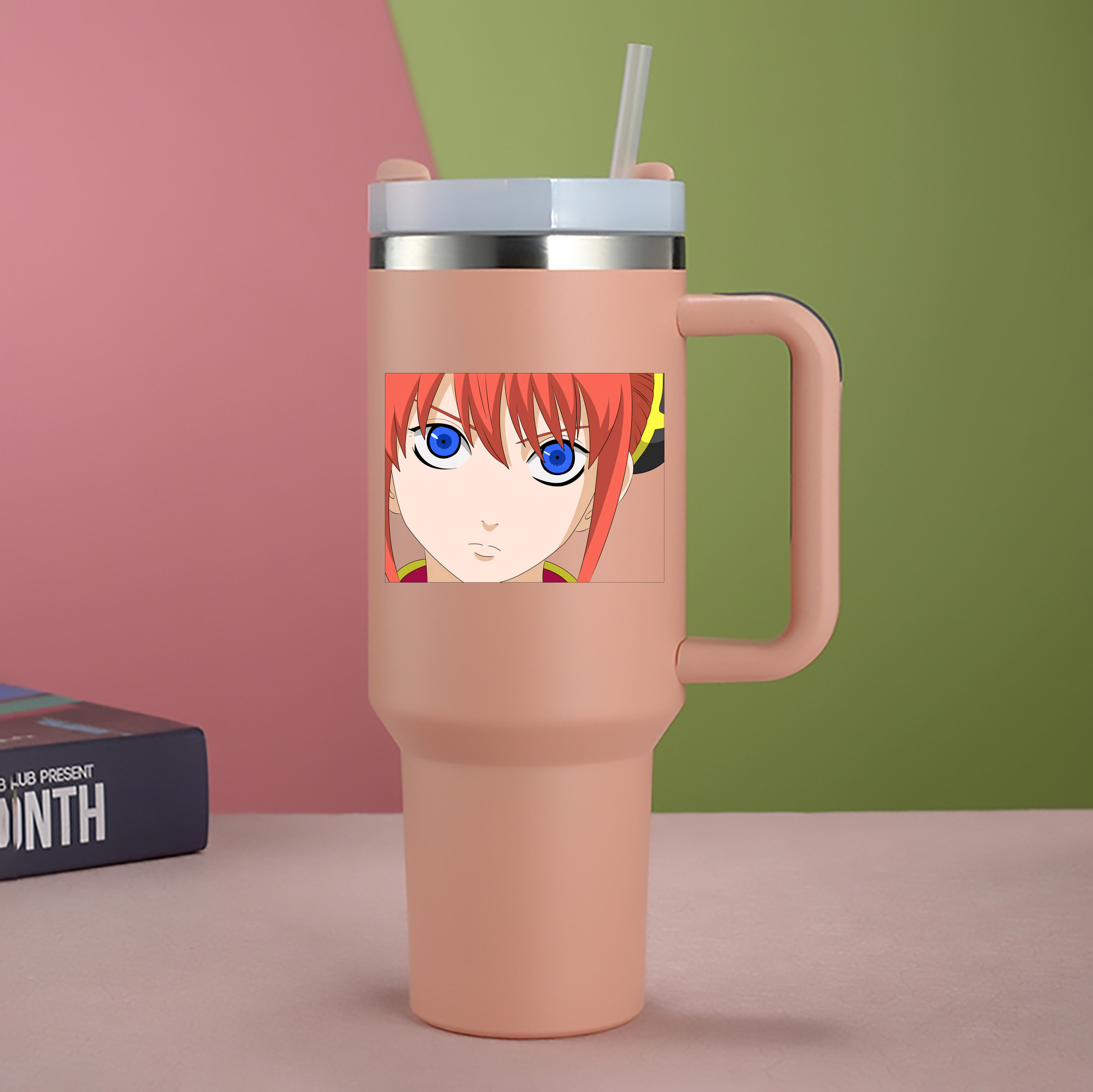 （画像用） ぎんたま 坂田銀時（さかたぎんとき） 神楽 志村新八（しむら しんぱち） GINTAMA Sakata Gintoki Kagura Shimura Shinpachi 1200mL車用タンブラー - クリスタルステッカー（プラスチックストロー付き）