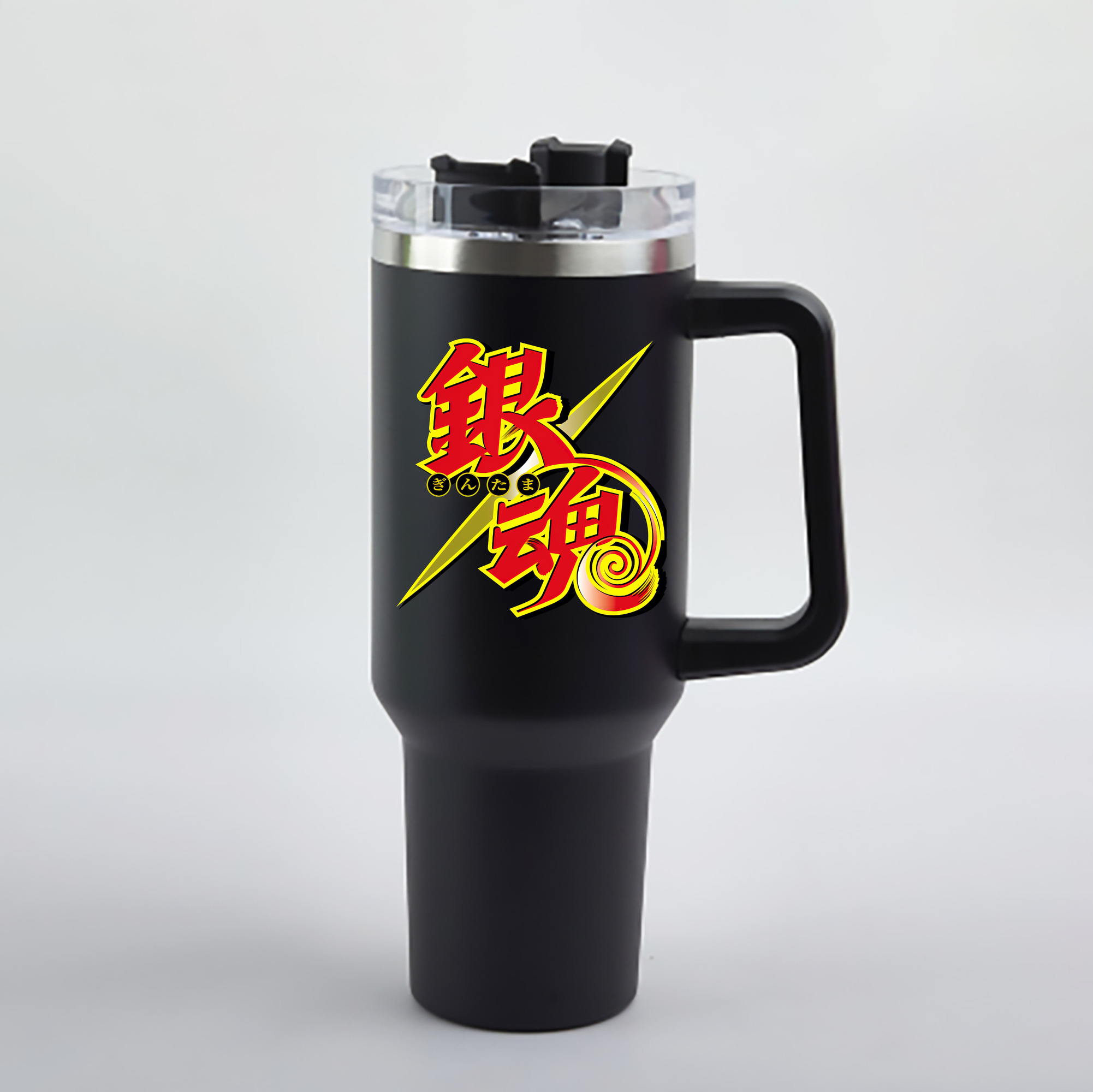 （画像用） ぎんたま 坂田銀時（さかたぎんとき） 神楽 志村新八（しむら しんぱち） GINTAMA Sakata Gintoki Kagura Shimura Shinpachi 1200mL車用タンブラー - クリスタルステッカー（プラスチックストロー付き）
