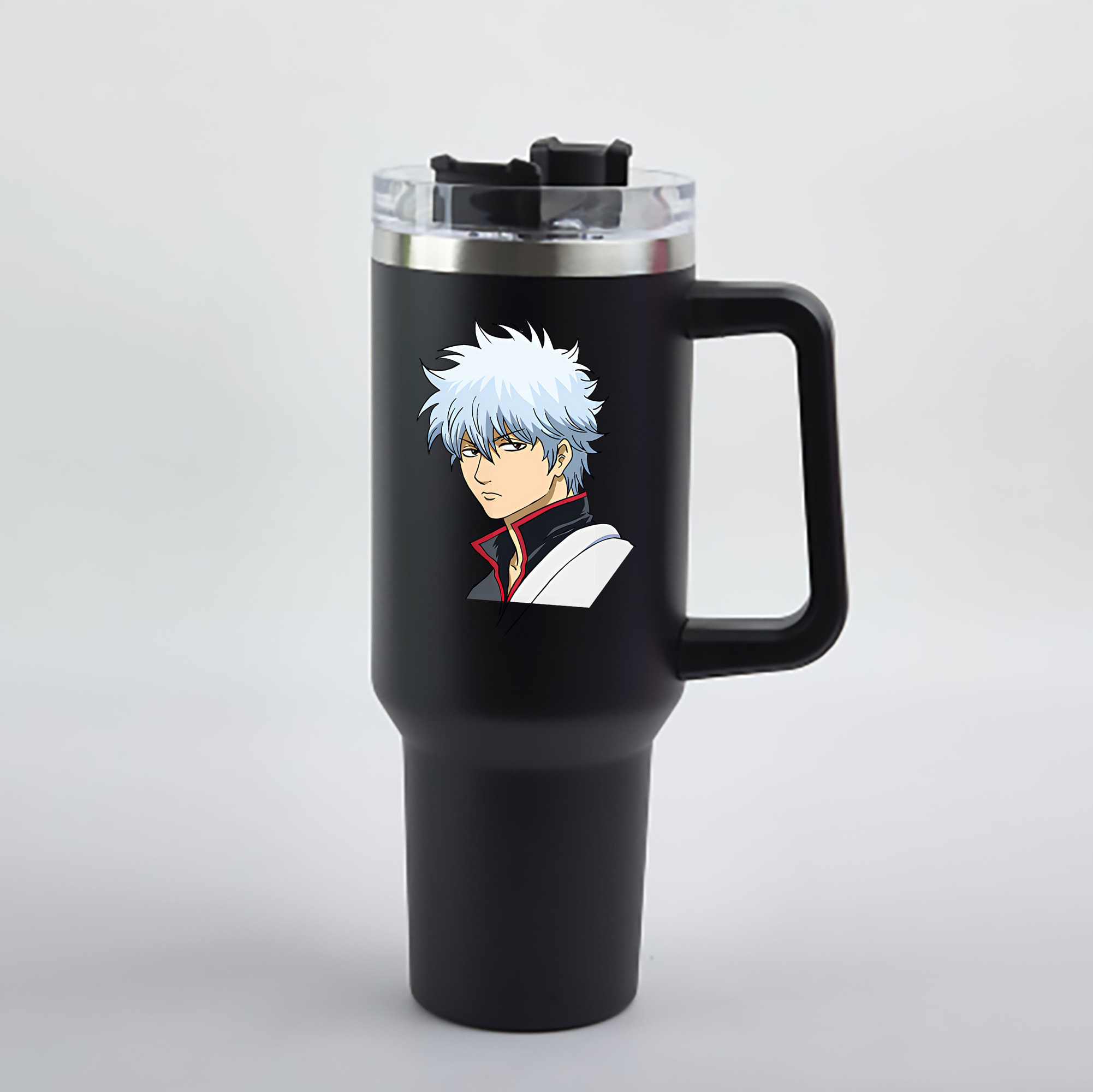 （画像用） ぎんたま 坂田銀時（さかたぎんとき） 神楽 志村新八（しむら しんぱち） GINTAMA Sakata Gintoki Kagura Shimura Shinpachi 1200mL車用タンブラー - クリスタルステッカー（プラスチックストロー付き）