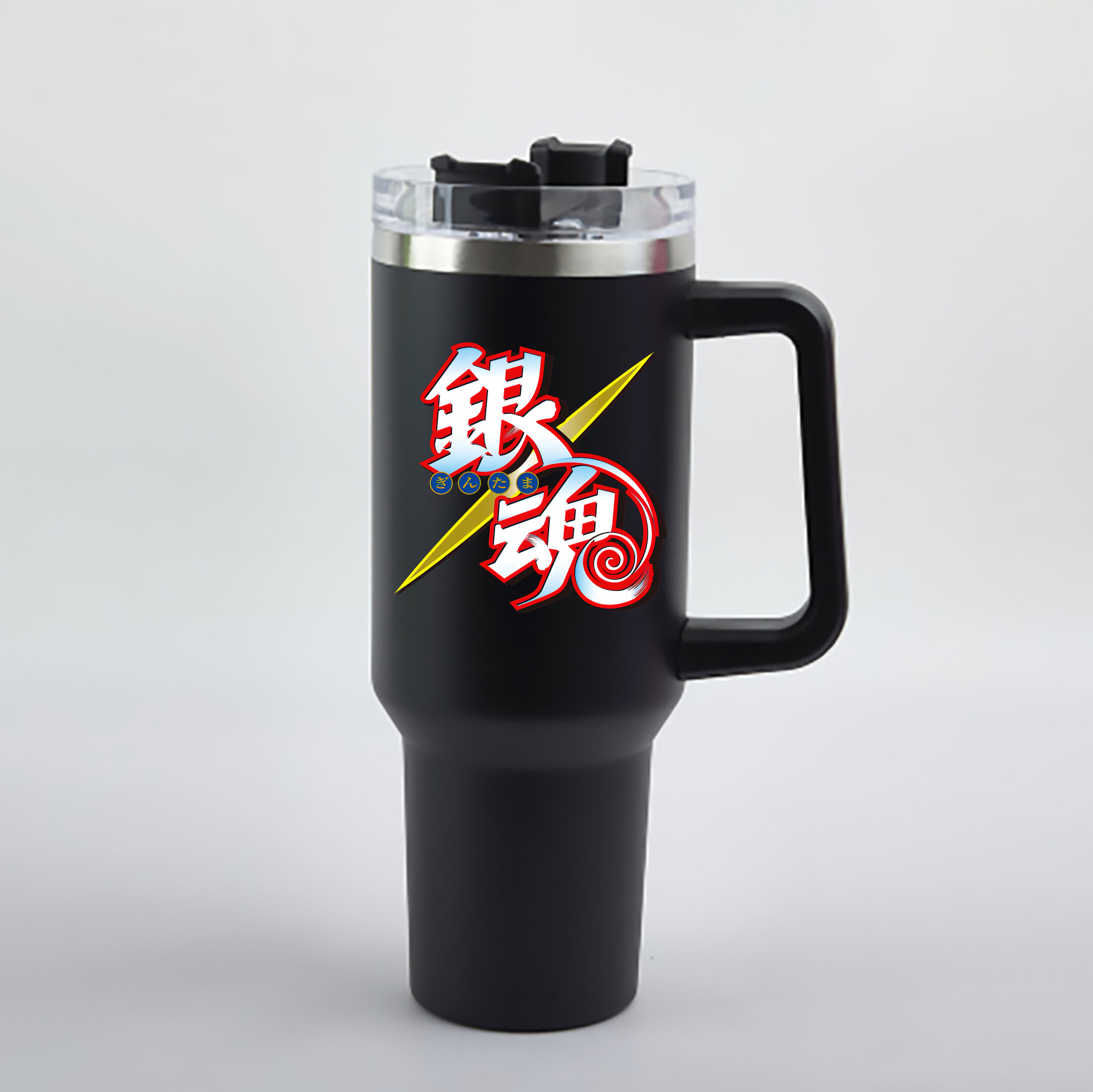（画像用） ぎんたま 坂田銀時（さかたぎんとき） 神楽 志村新八（しむら しんぱち） GINTAMA Sakata Gintoki Kagura Shimura Shinpachi 1200mL車用タンブラー - クリスタルステッカー（プラスチックストロー付き）