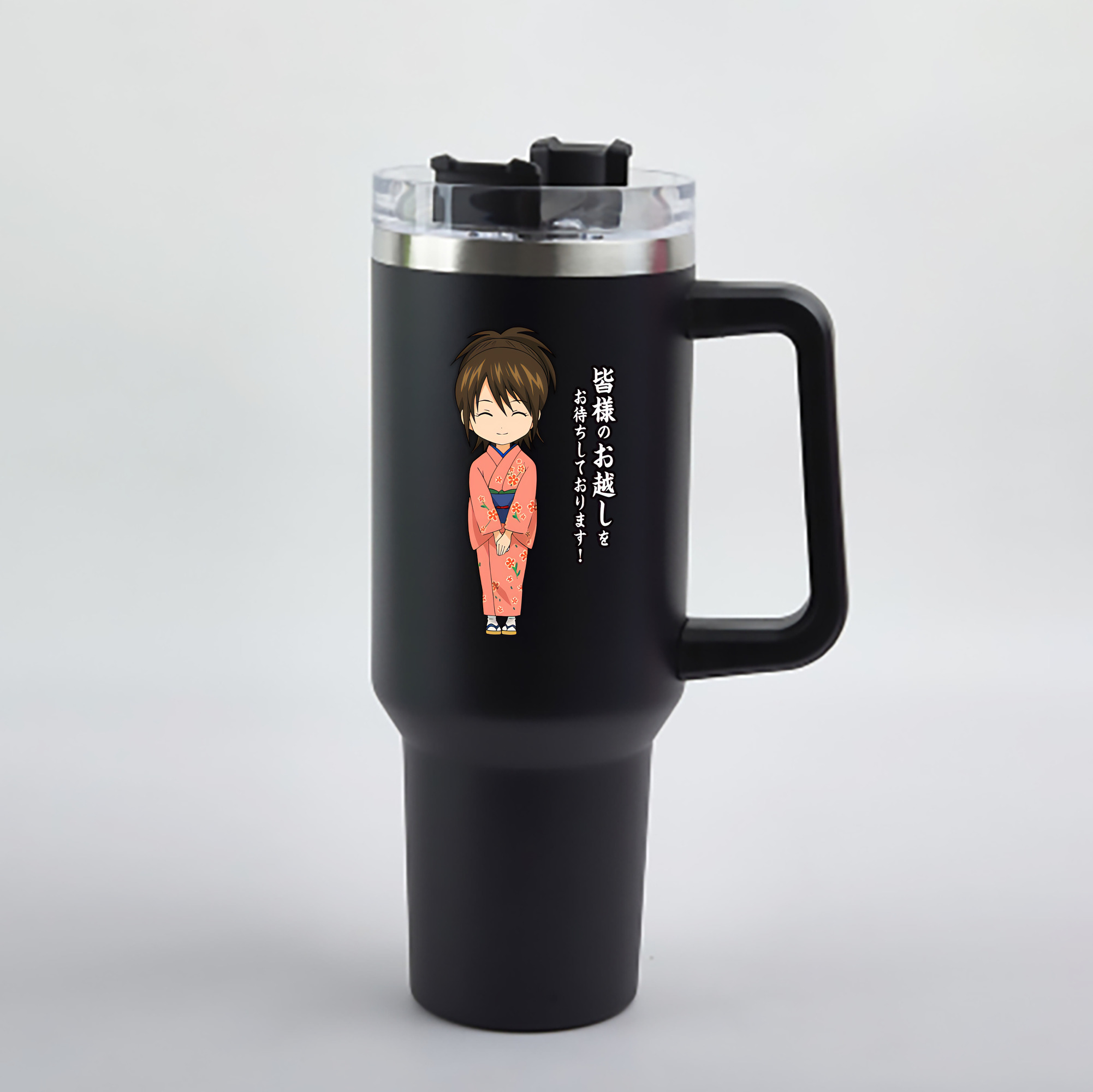 （画像用） ぎんたま 坂田銀時（さかたぎんとき） 神楽 志村新八（しむら しんぱち） GINTAMA Sakata Gintoki Kagura Shimura Shinpachi 1200mL車用タンブラー - クリスタルステッカー（プラスチックストロー付き）