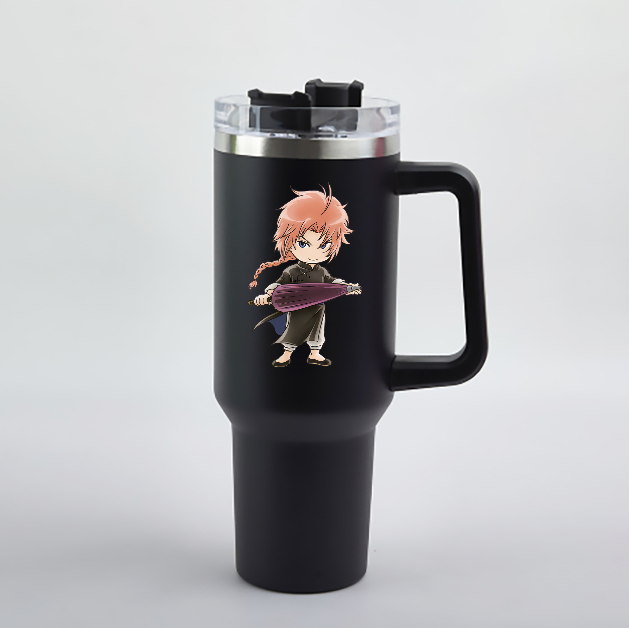 （画像用） ぎんたま 坂田銀時（さかたぎんとき） 神楽 志村新八（しむら しんぱち） GINTAMA Sakata Gintoki Kagura Shimura Shinpachi 1200mL車用タンブラー - クリスタルステッカー（プラスチックストロー付き）